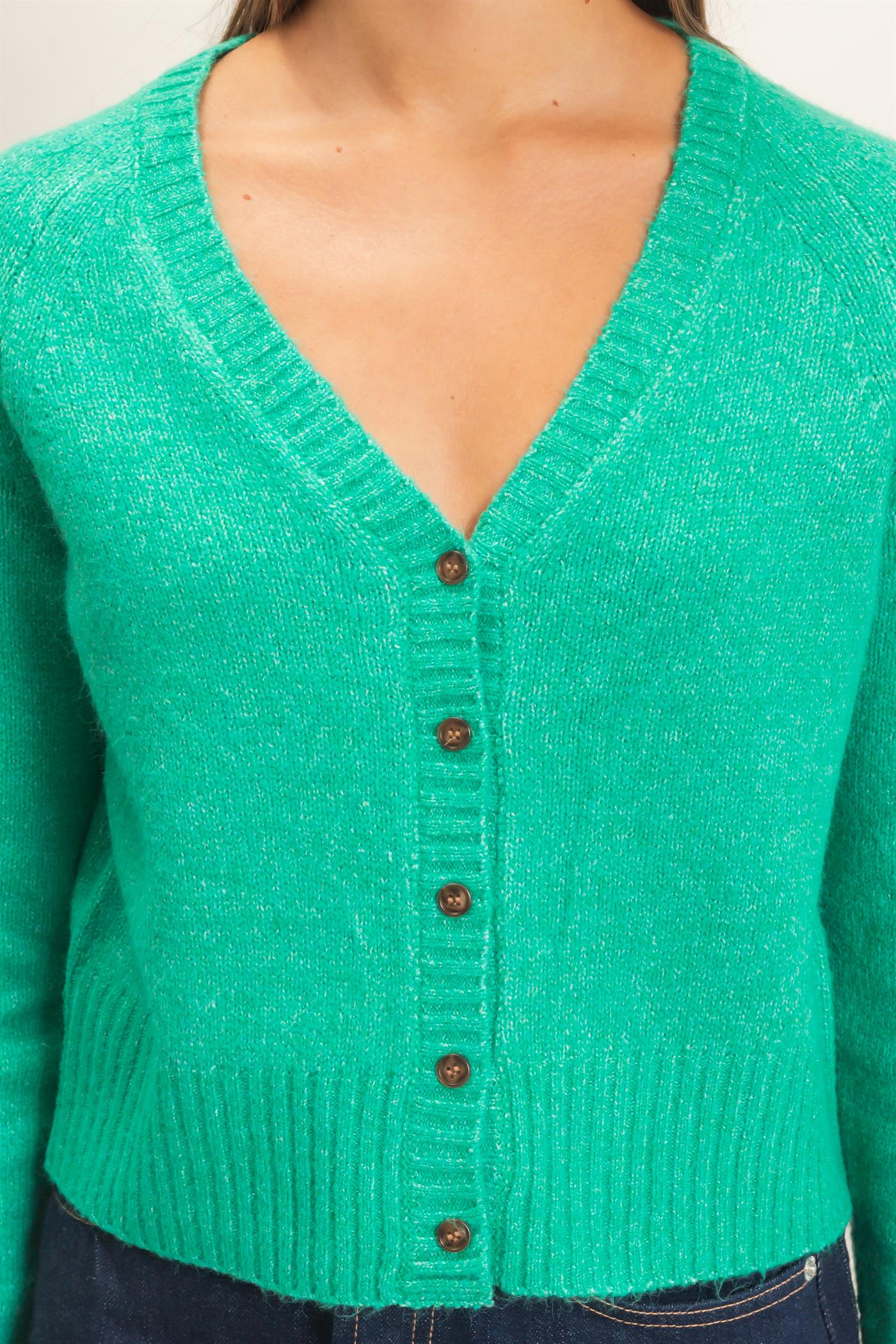 Wholesale V-Neck Cardigan Cardigans DZ26E326 EMERALD DOUBLE ZERO