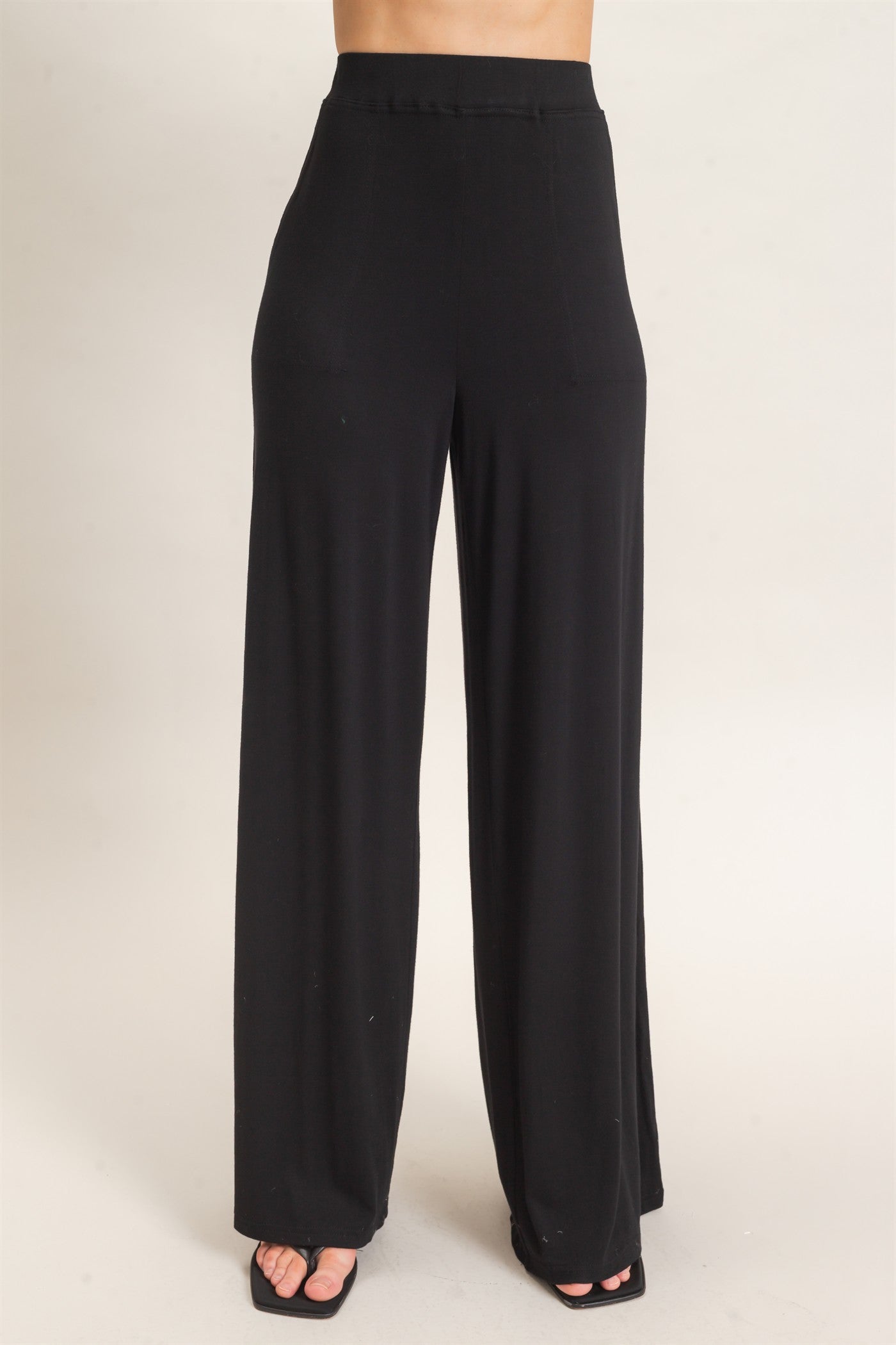 Wholesale Wide-Leg Elastic Waist Pants Pants HF26F299-D BLACK HYFVE