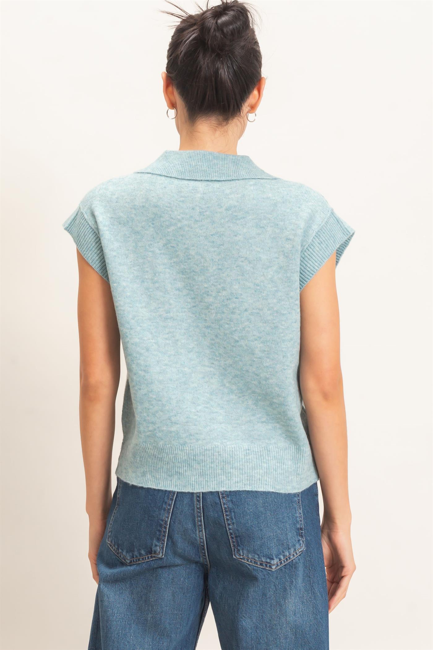 Wholesale Short Sleeve Polo Sweater Sweaters HF26E352 MISTY BLUE HYFVE