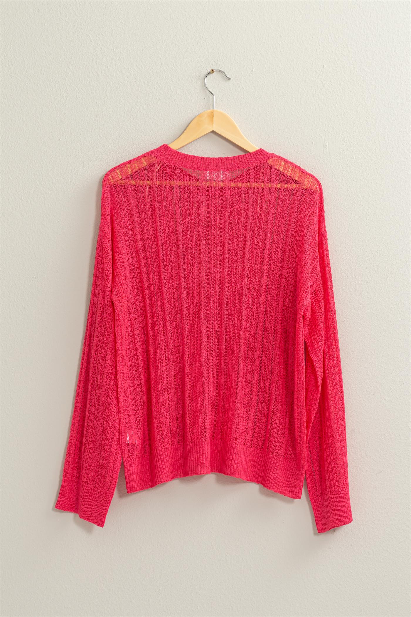 Wholesale Drop Shoulder Sweater Clothing Tops DZ24A477-D RASPBERRY DOUBLE ZERO