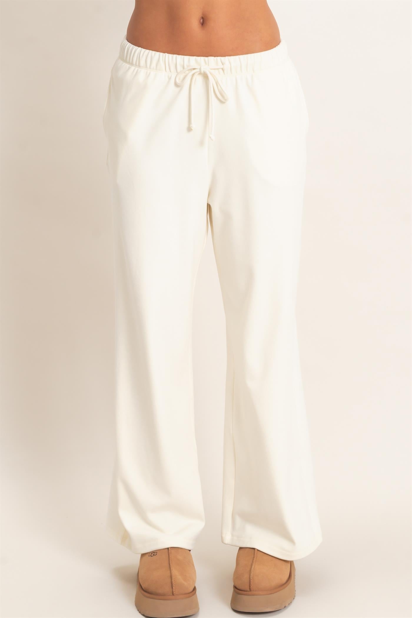 Wholesale Wide Leg Pants With Drawcord Pants DZ26E288 CREAM DOUBLE ZERO