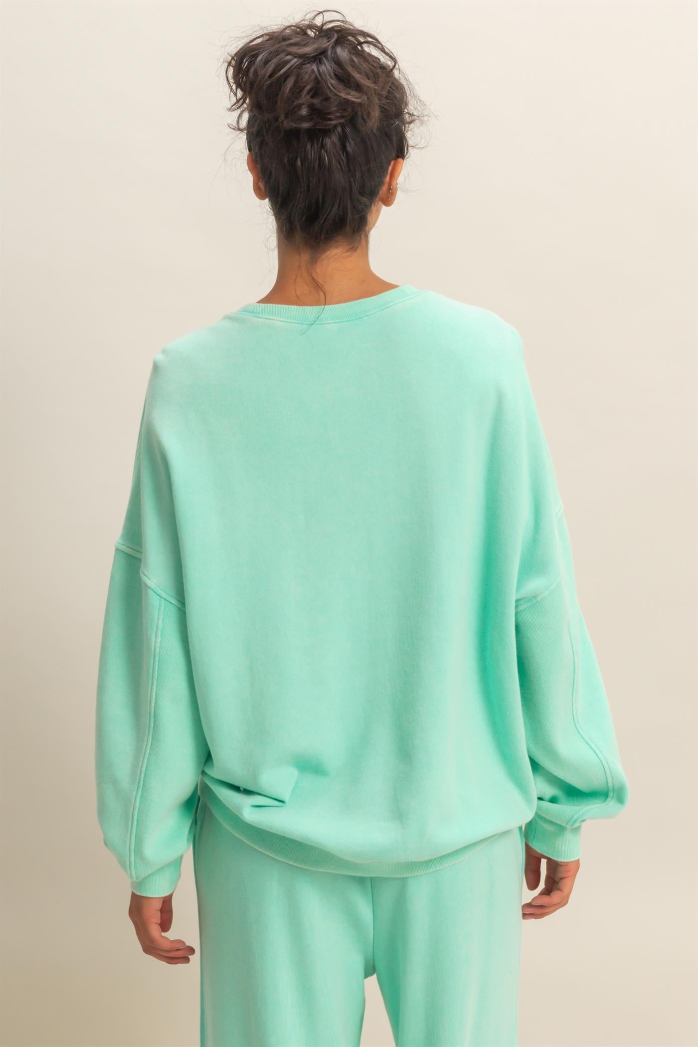 Wholesale Acid Wash Oversized Sweatshirt Sweatshirts DZ26A984 MINT DOUBLE ZERO