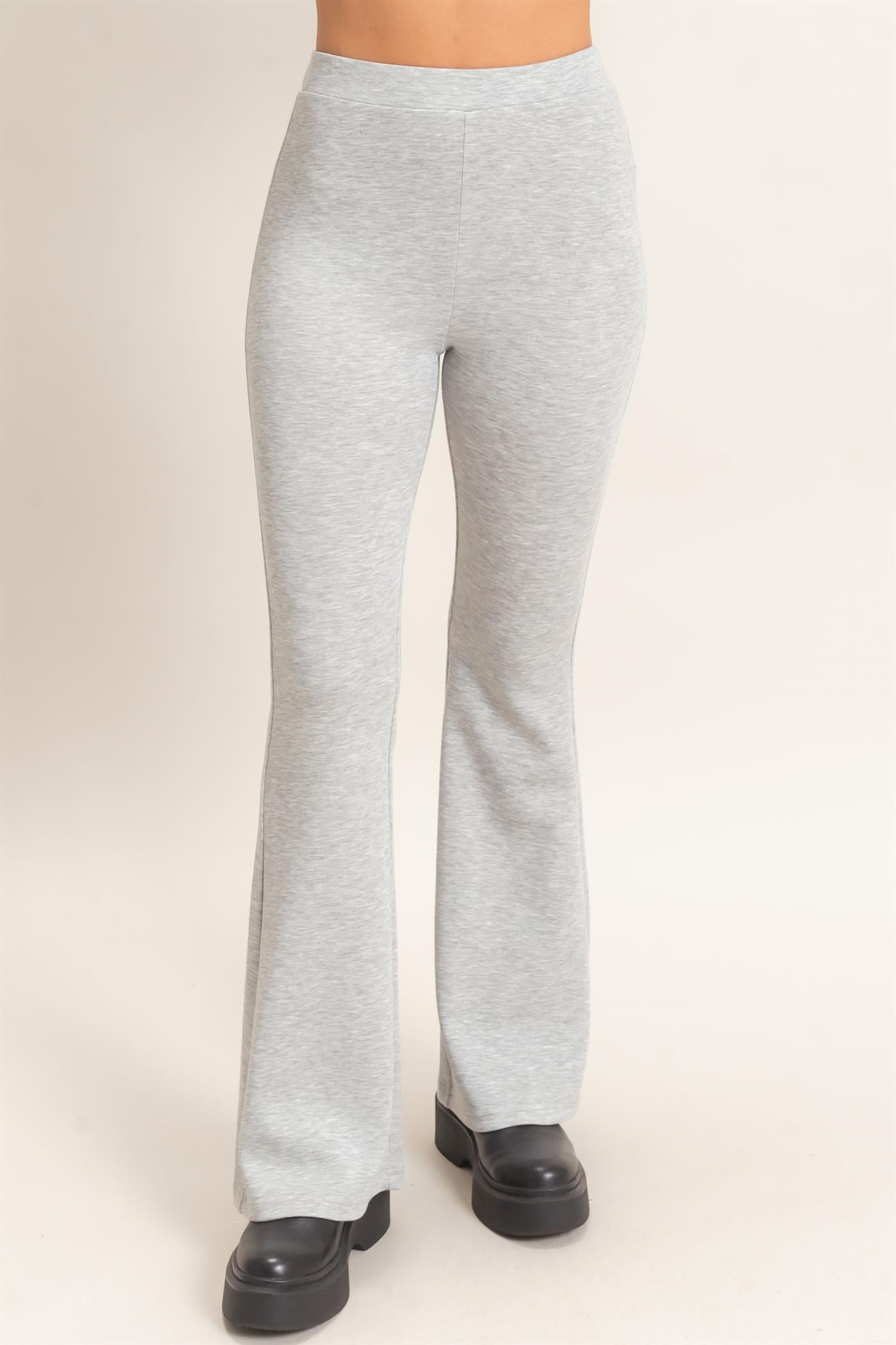 Wholesale Flared Elastic Waist Pants Pants DZ26E393 HEATHER GRAY DOUBLE ZERO