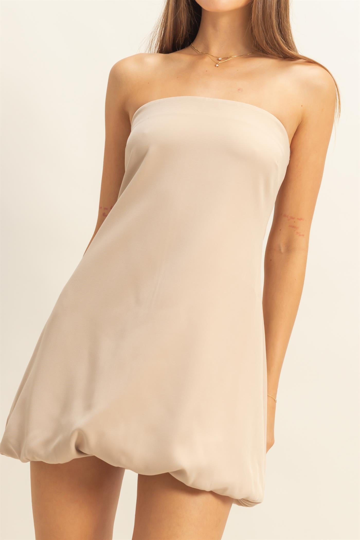 Wholesale Chic Blouson Mini Dress Dresses HF25E858 BEIGE HYFVE