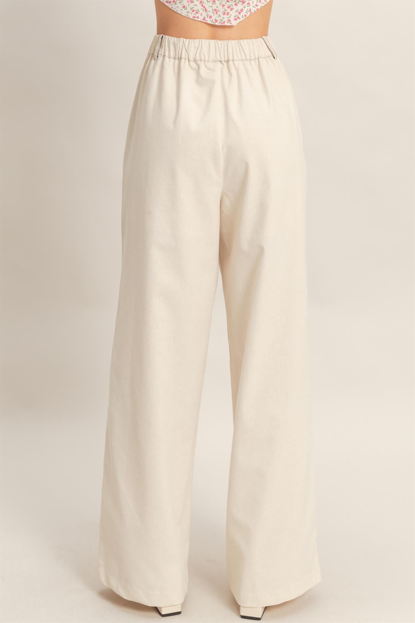 Wholesale Wide-Leg Pants With Pockets Pants HF26C402 OATMEAL HYFVE