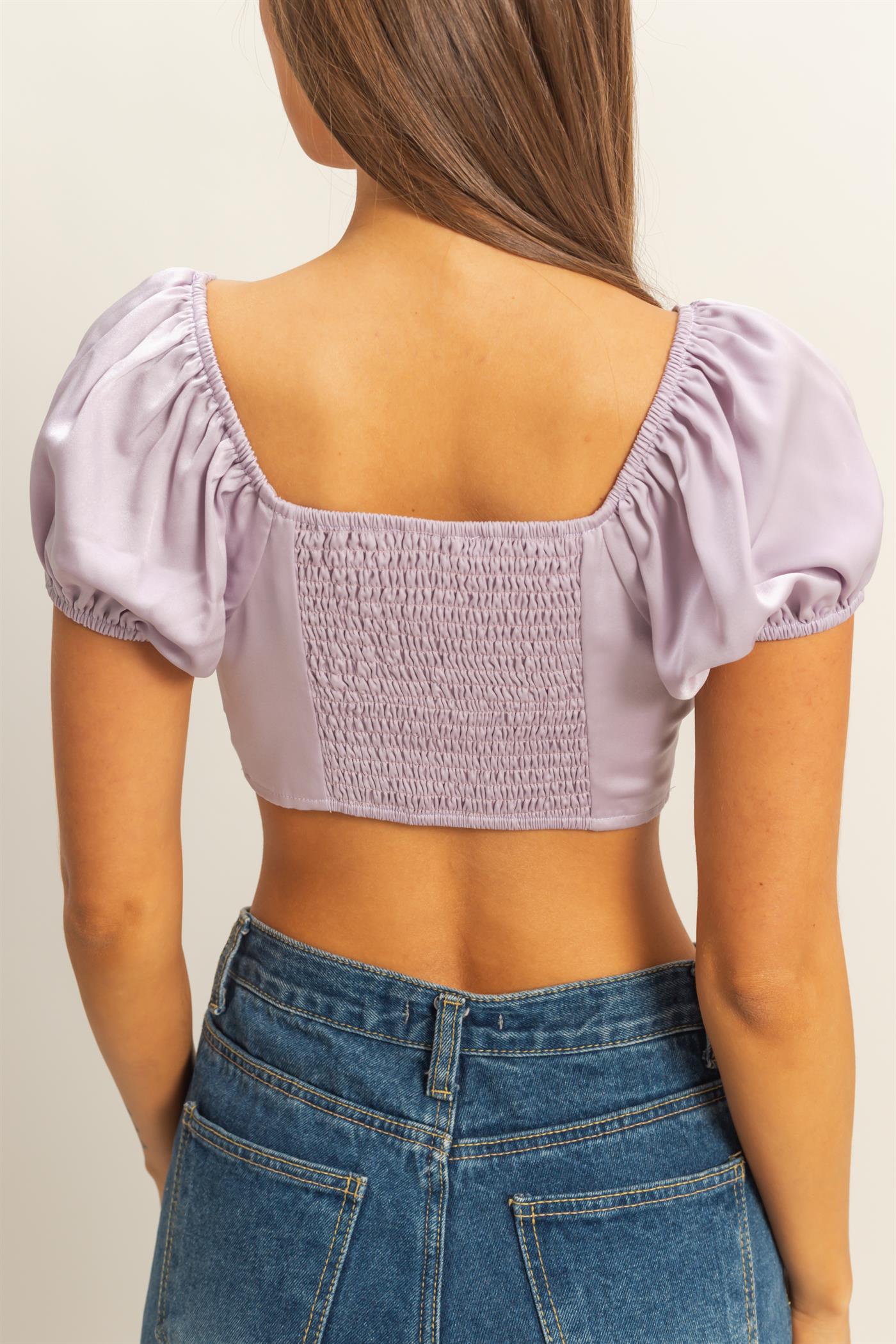 Wholesale Too Chic Cutout Crop Top Clothing Tops HF22C786 LILAC HYFVE