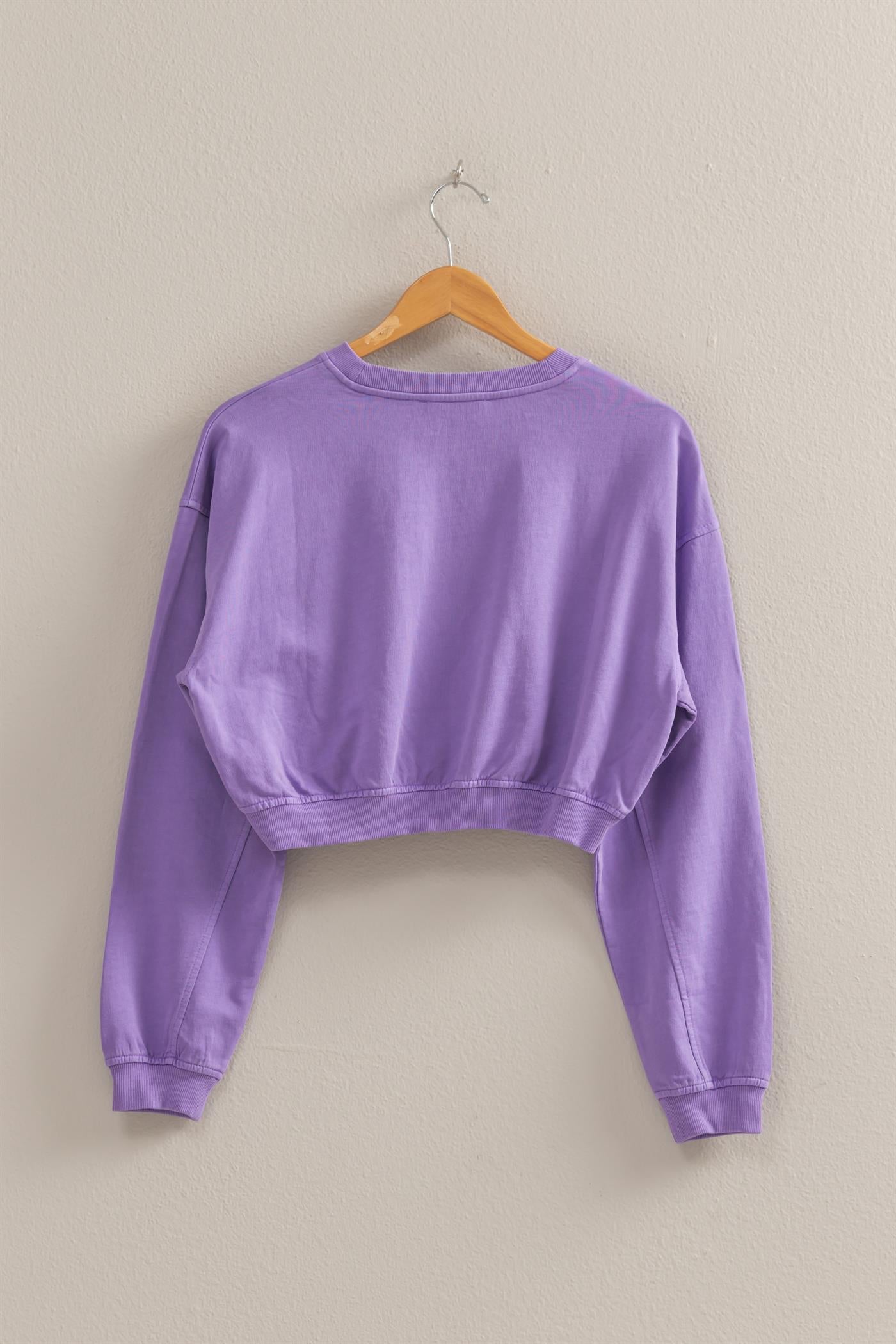 Wholesale Crew Neck Long Sleeve Crop Sweatshirt Sweatshirts DZ25A923 WISTERIA DOUBLE ZERO