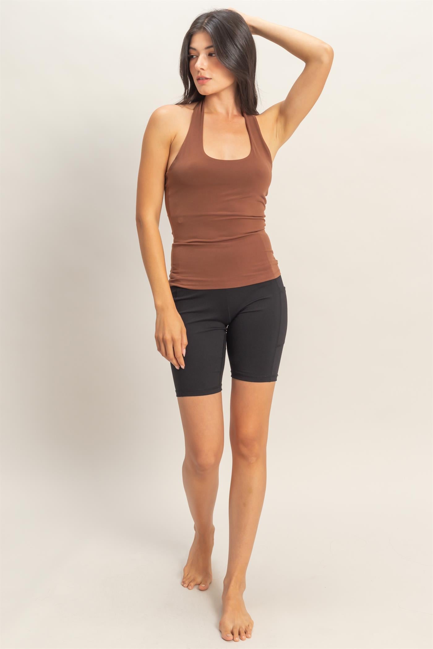 Wholesale Halter Tank Top Clothing Tops DZ26C710 CHOCOLATE DOUBLE ZERO