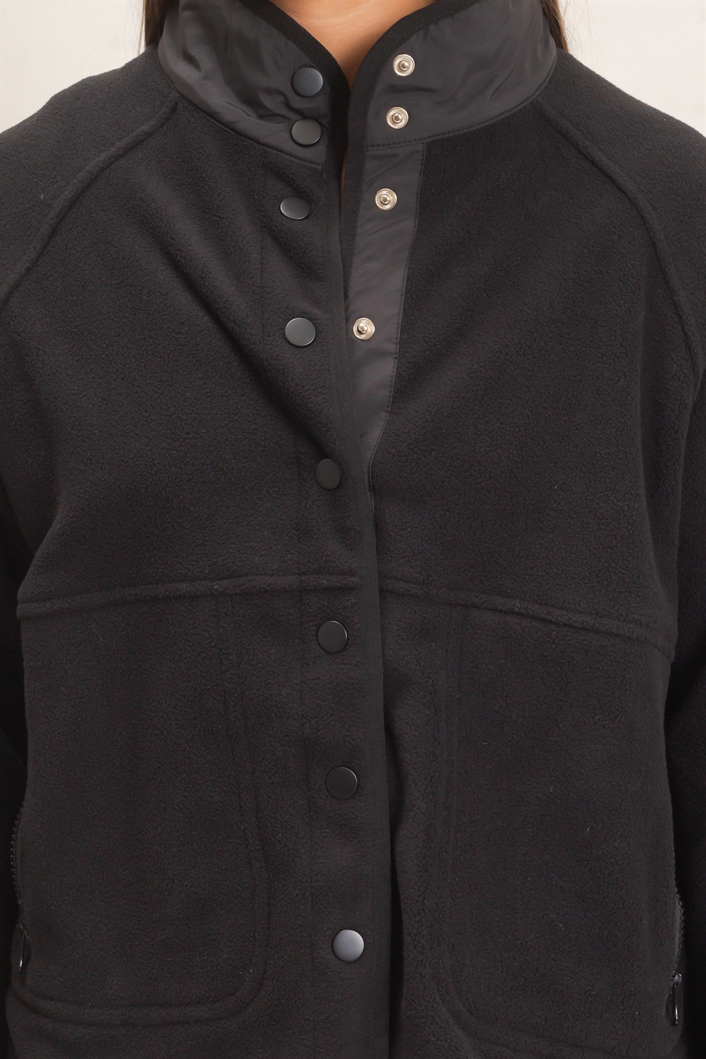 Wholesale Fleece Jacket With Button Front Coats & Jackets DZ26F086 BLACK DOUBLE ZERO