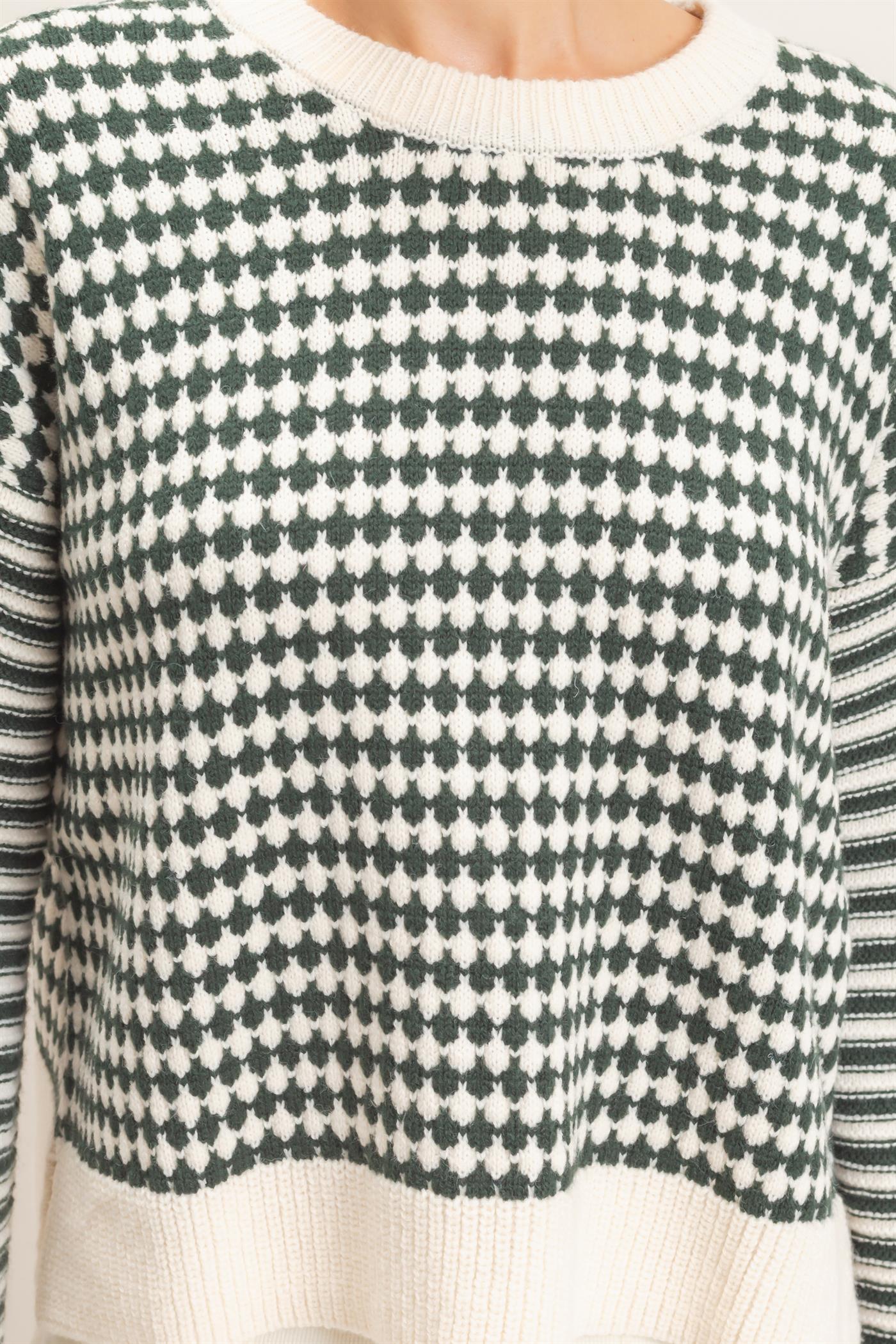 Wholesale Mixed Pattern Long Sleeve Sweater Sweaters HF26E821 HUNTER GREEN HYFVE