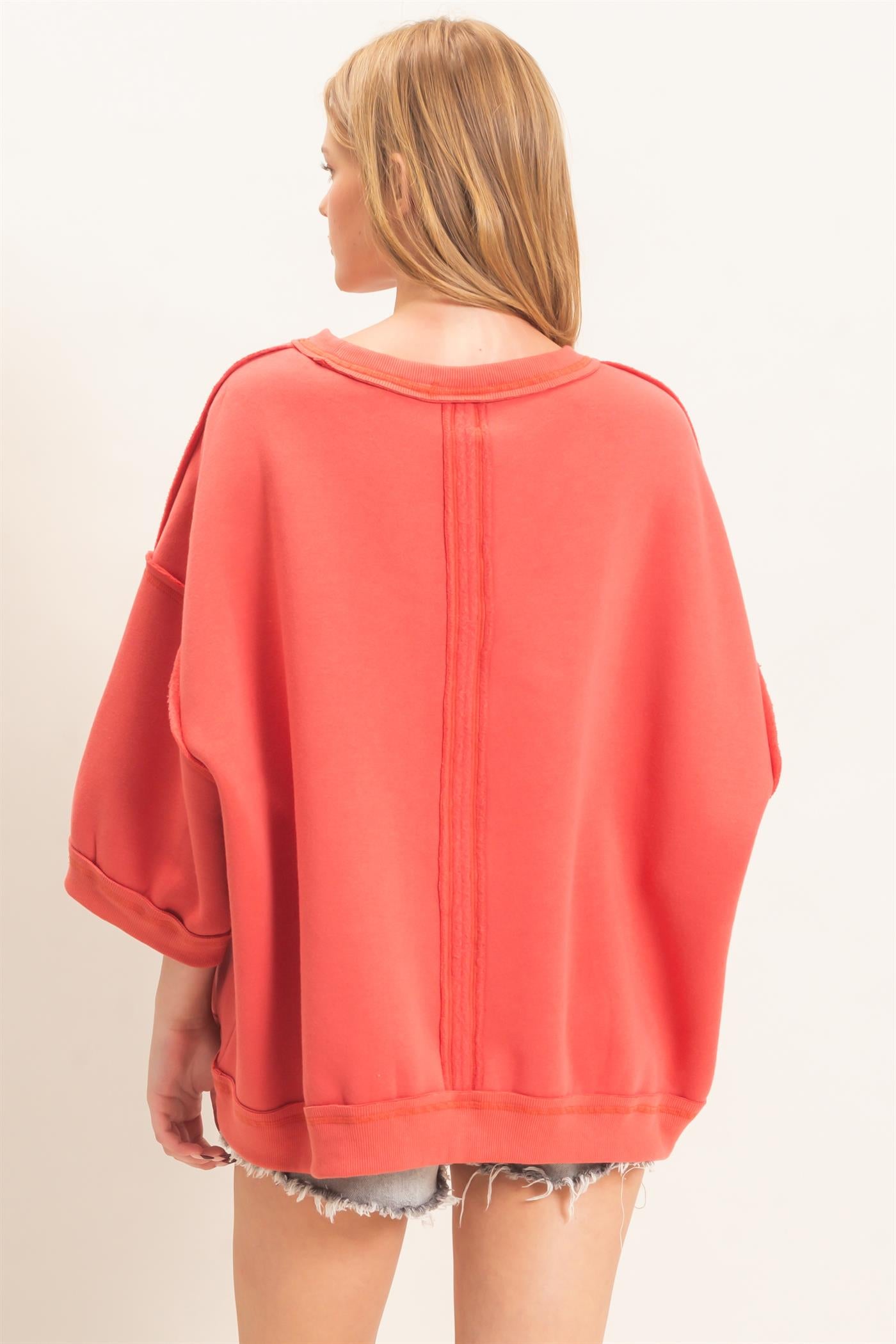 Wholesale Raglan Sleeve Oversized Sweatshirt Sweatshirts HF26E075 TOMATO HYFVE