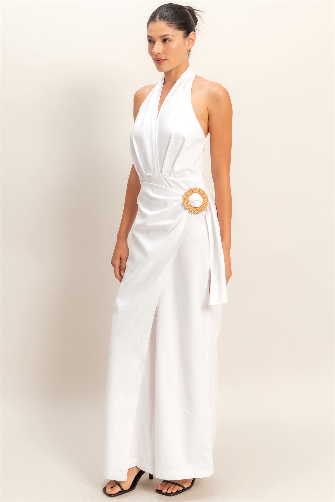 Wholesale Halter Wrap Jumpsuit Clothing HF26C374 WHITE HYFVE