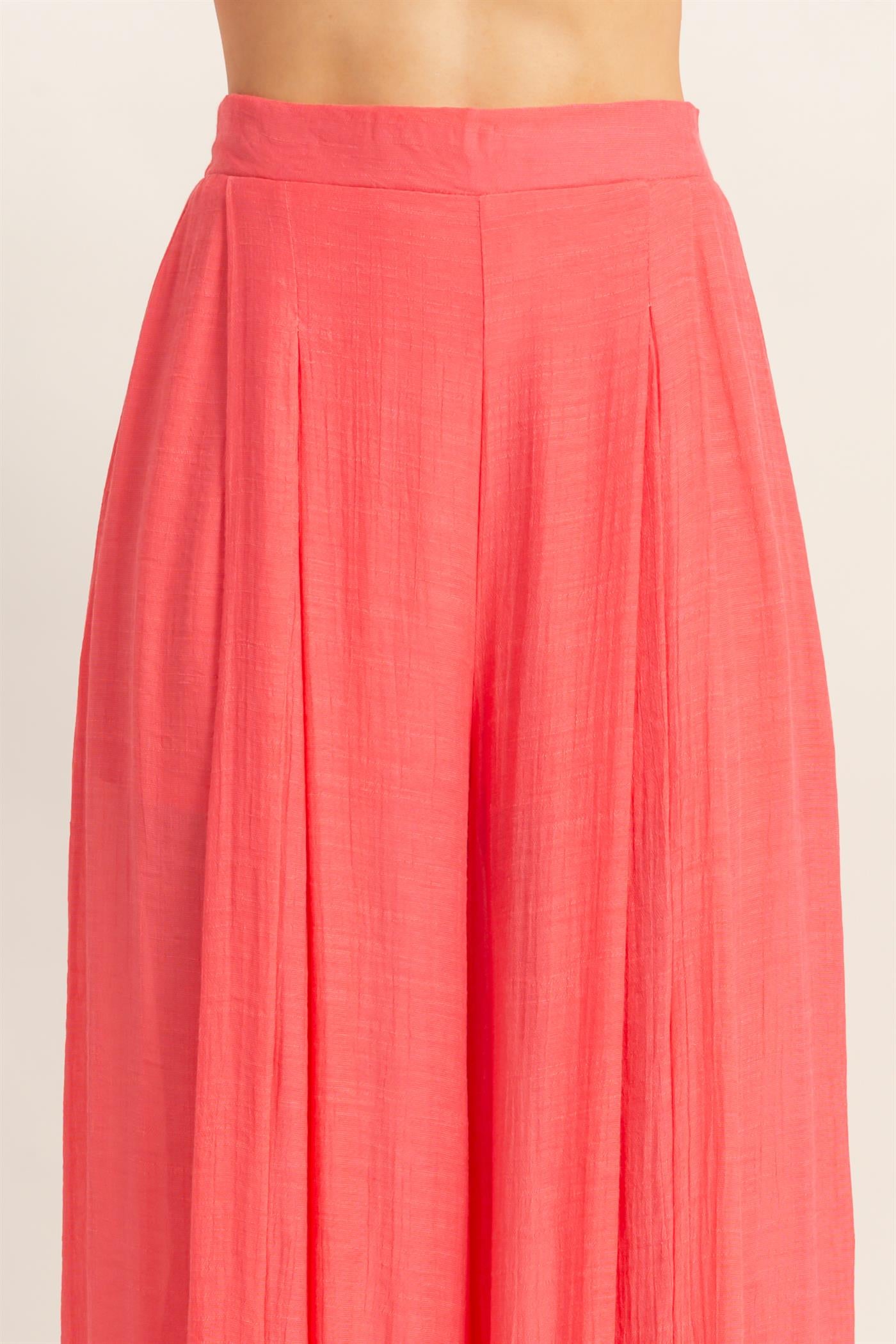 Wholesale Off Shoulder Top & Pleated Pant Set Clothing HF26C291-SET-D CORAL RED HYFVE