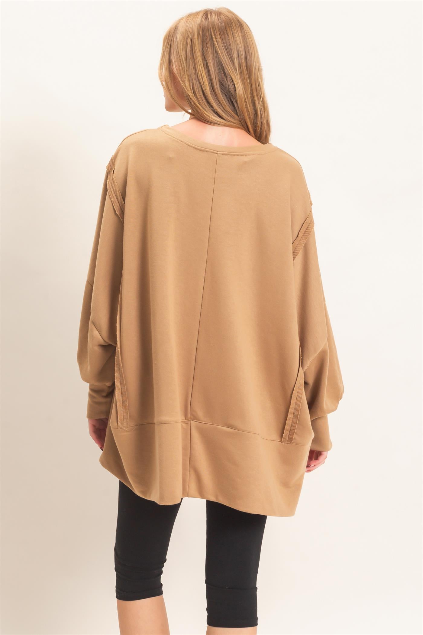 Wholesale Oversized Crew Neck Sweatshirt Sweatshirts HF26F132 CAMEL HYFVE