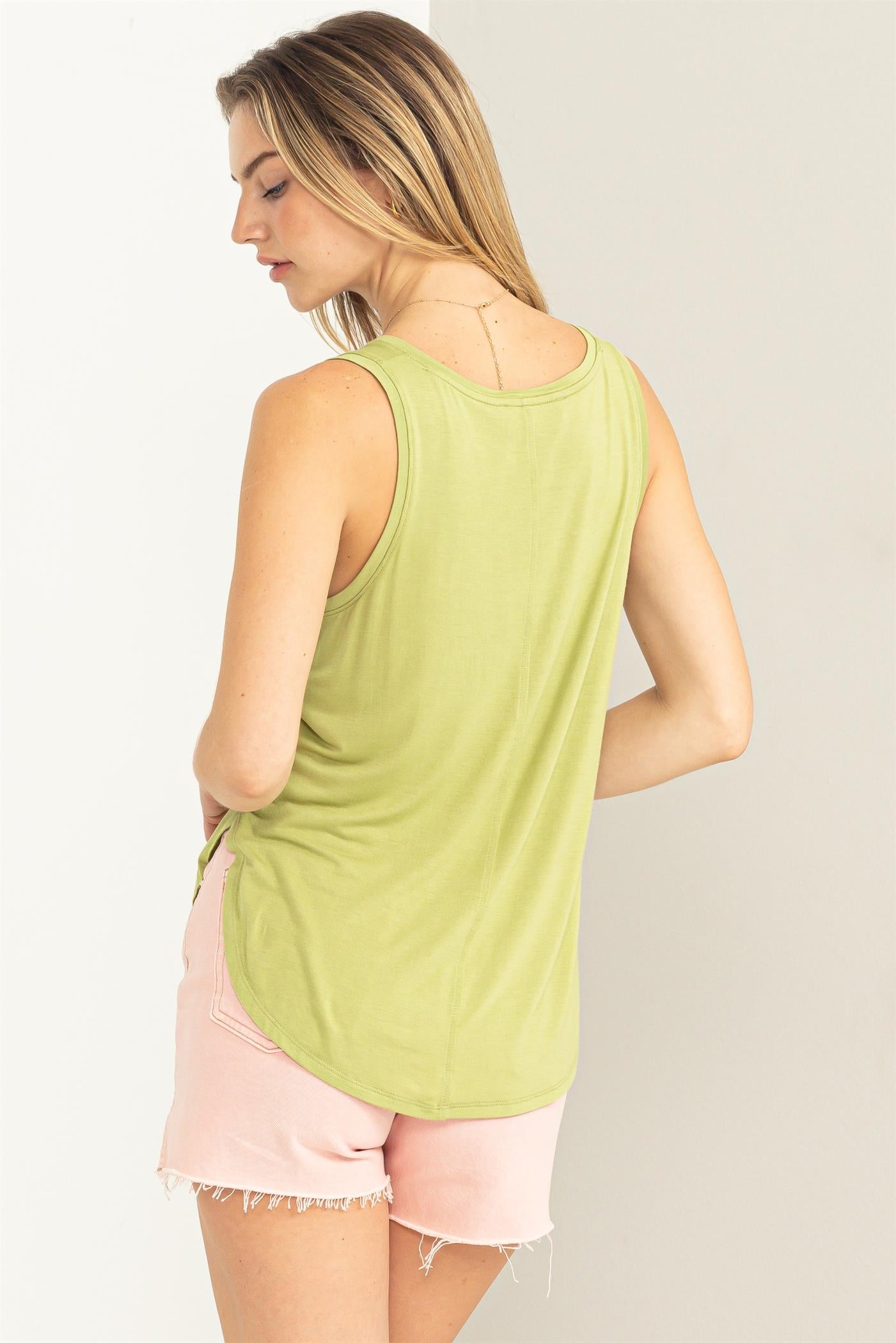 Wholesale V-Neck Tank Top Clothing Tops DZ23A194 PALE OLIVE DOUBLE ZERO