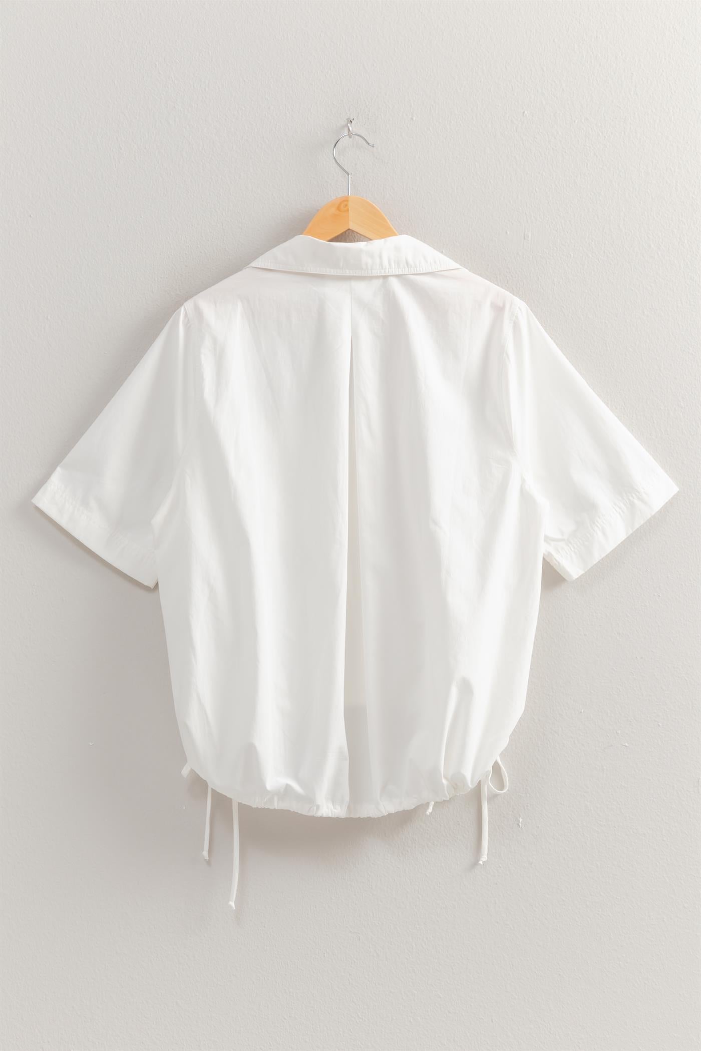Wholesale Bubble Hem Relaxed Fit Shirt Polos DZ25E081 WHITE DOUBLE ZERO