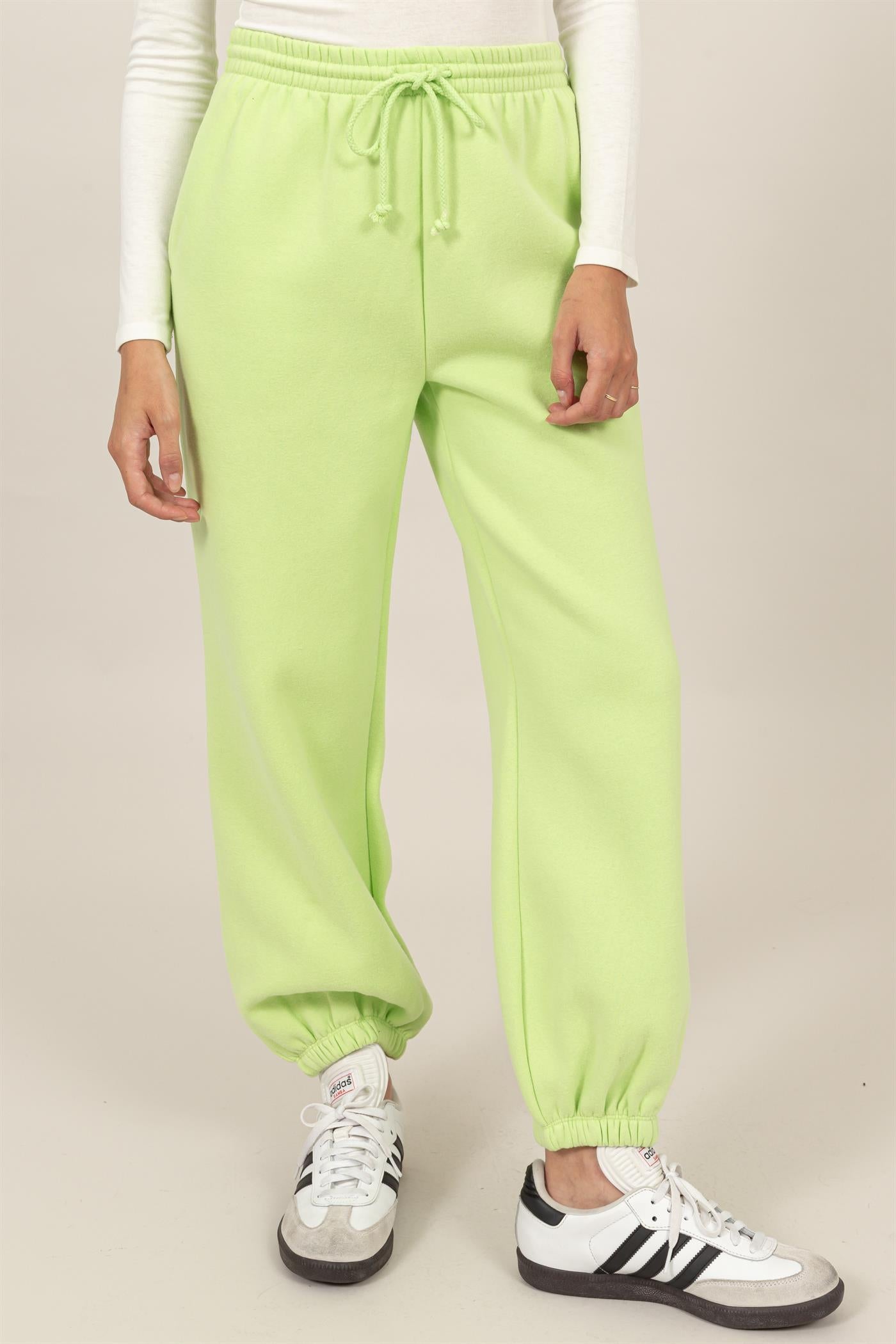 Wholesale Washed French Terry Jogger Pants Pants HF24E984 LIME HYFVE