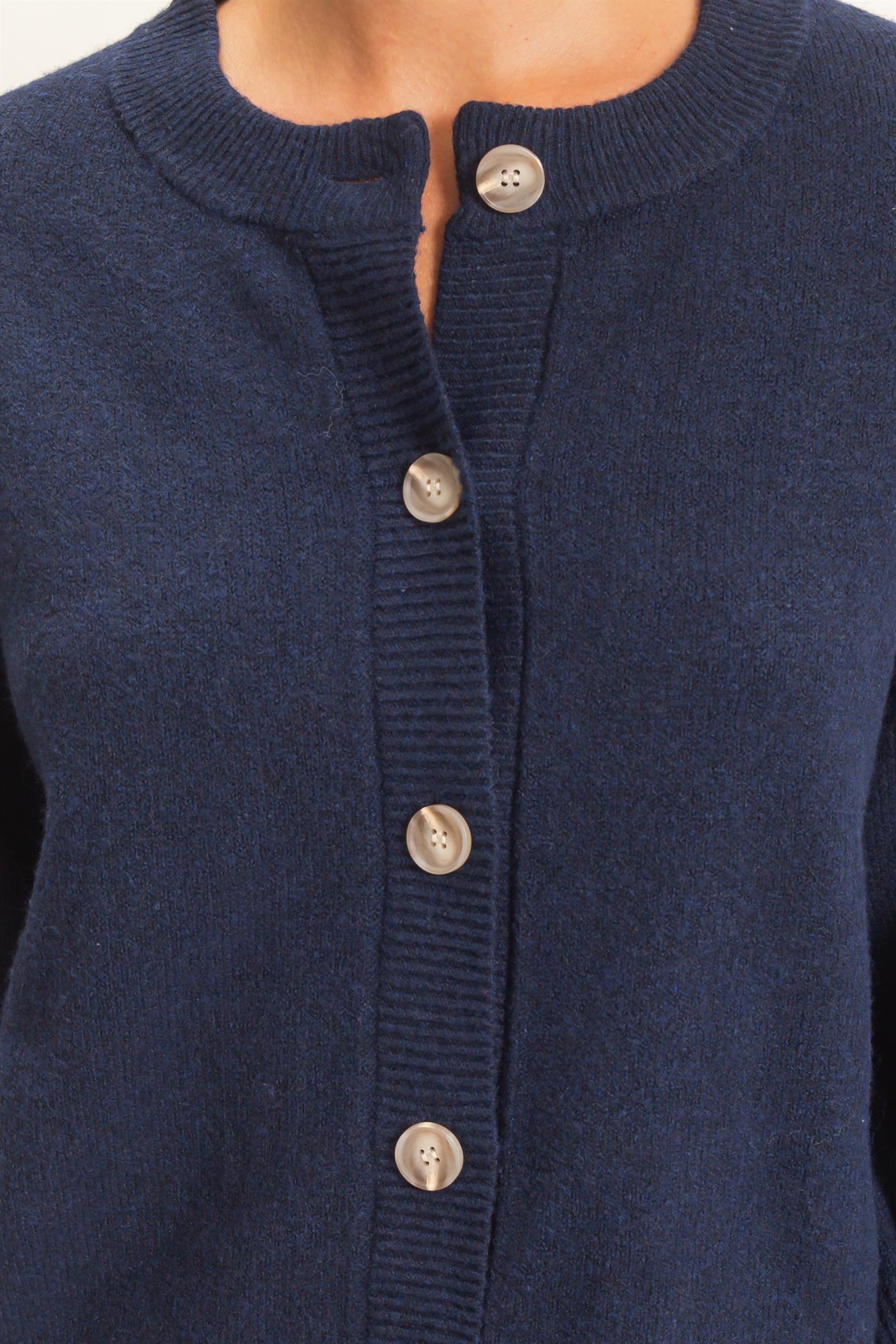 Wholesale Crew Neck Button Front Cardigan Cardigans DZ26E639 NAVY DOUBLE ZERO