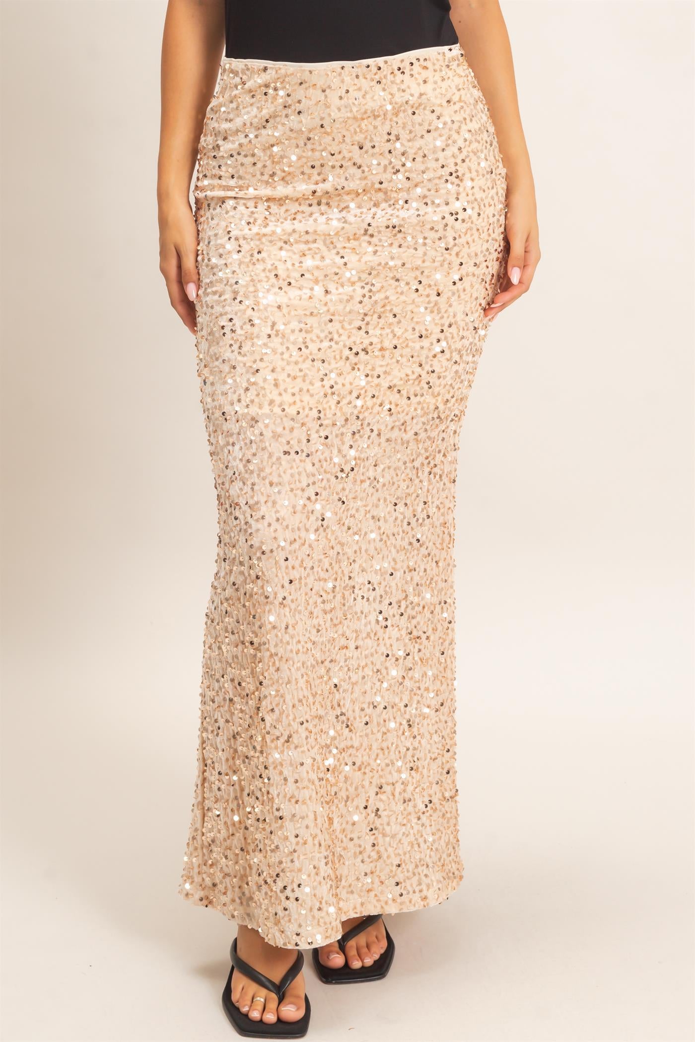 Wholesale Sequin Midi Skirt Skirts HF26F121 IVORY HYFVE