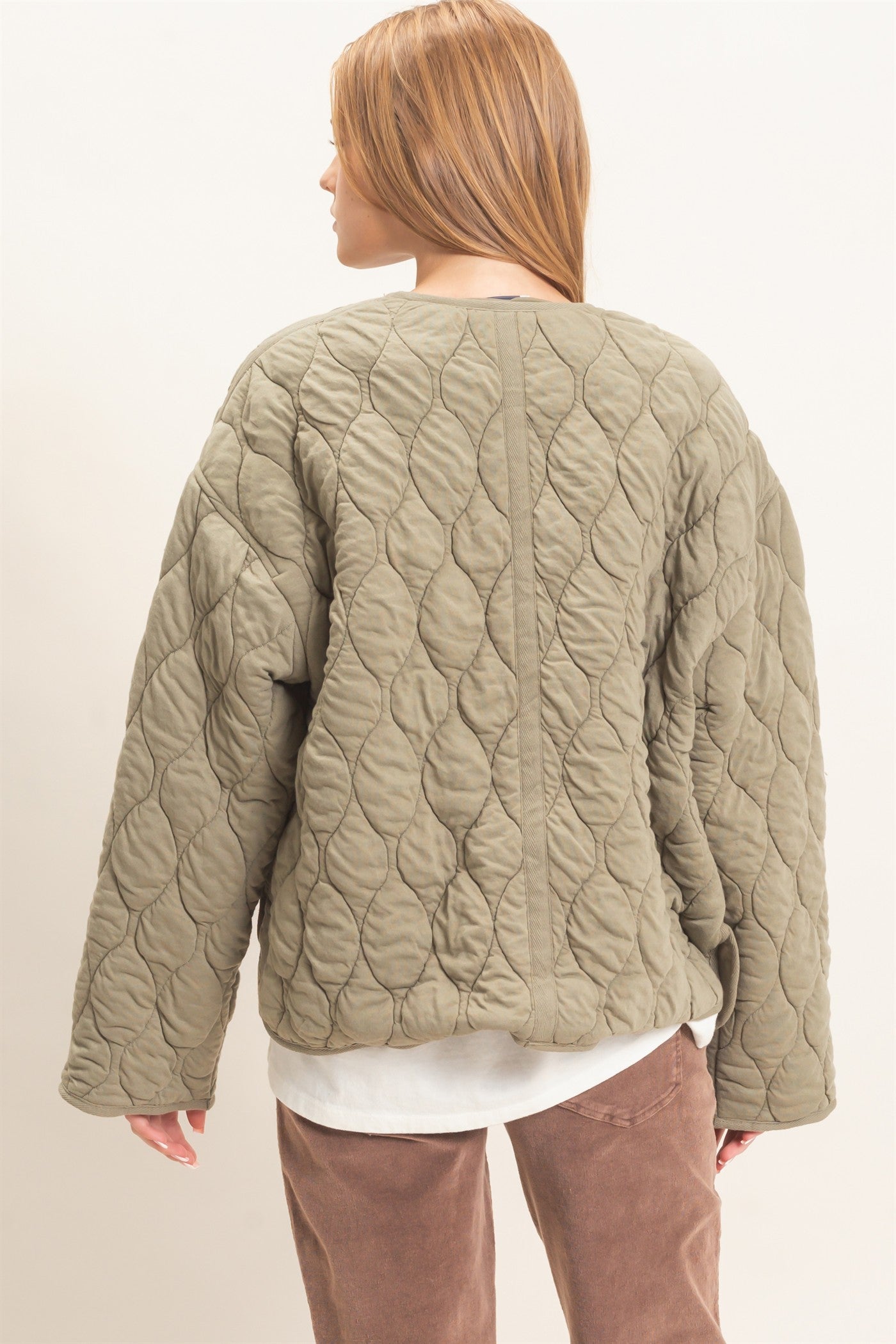 Wholesale Diamond Quilted Jacket Coats & Jackets HF26E370 OLIVE HYFVE