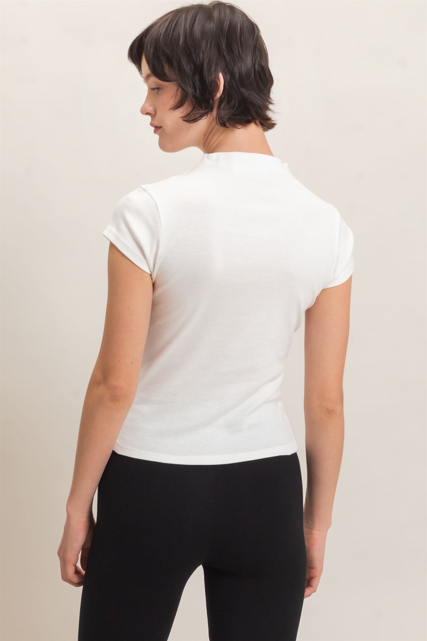 Wholesale Mock Neck Cap Sleeve Top Clothing Tops DZ26E323 WHITE DOUBLE ZERO