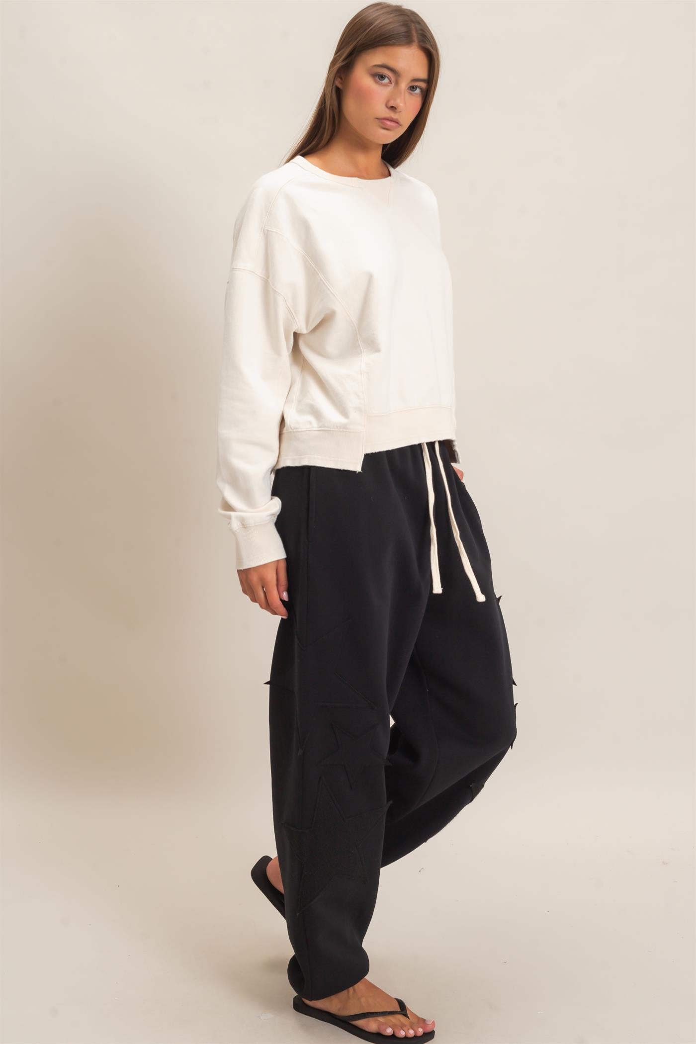 Wholesale Star Patch Jogger Pants Joggers DZ26E889 BLACK DOUBLE ZERO