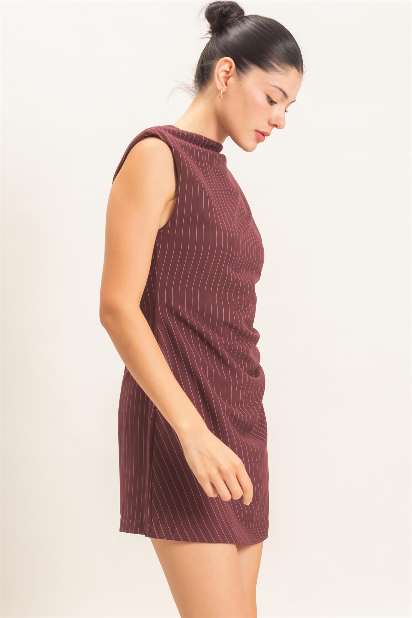 Wholesale Pin Stripe Sheath Dress Dresses HF26E374 BURGUNDY HYFVE