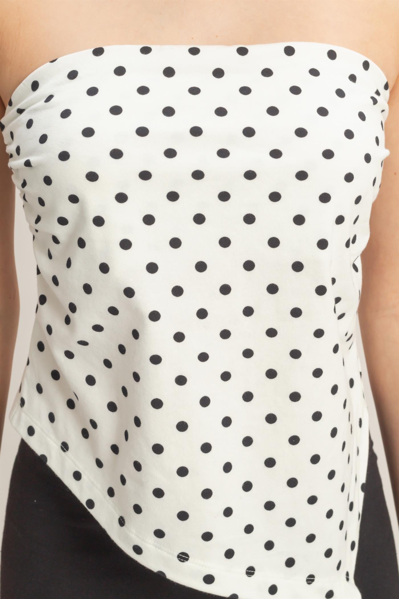 Wholesale Polka Dot Triangle Tube Top Clothing Tops DZ26C347 WHITE DOUBLE ZERO