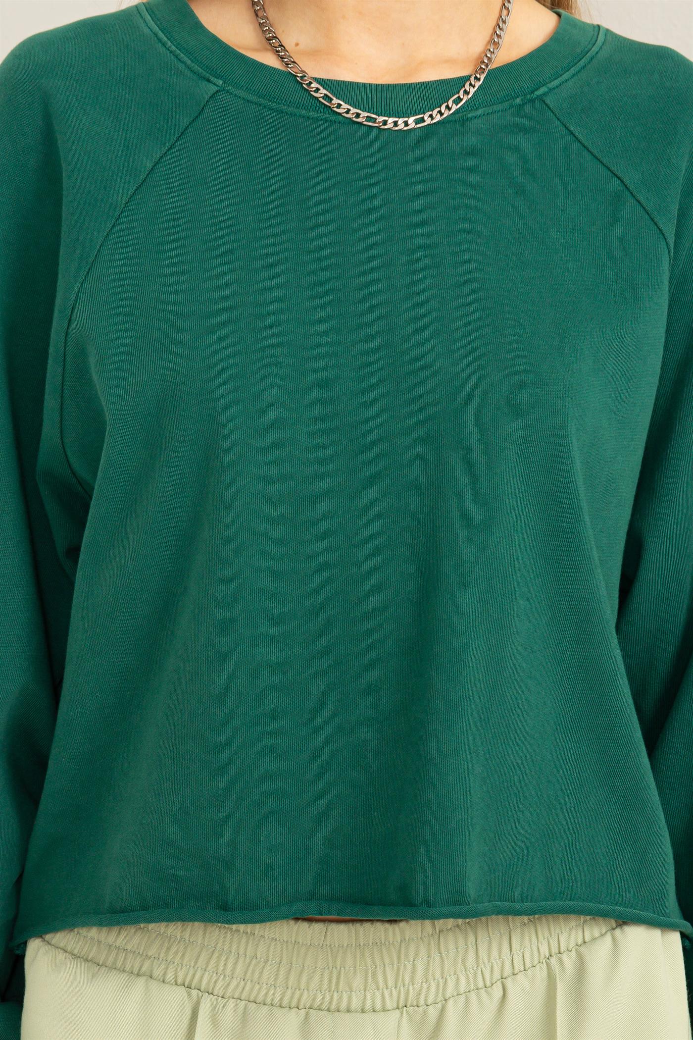 Wholesale Raglan Long Sleeve Top Clothing Tops DZ23G286 PINE GREEN DOUBLE ZERO
