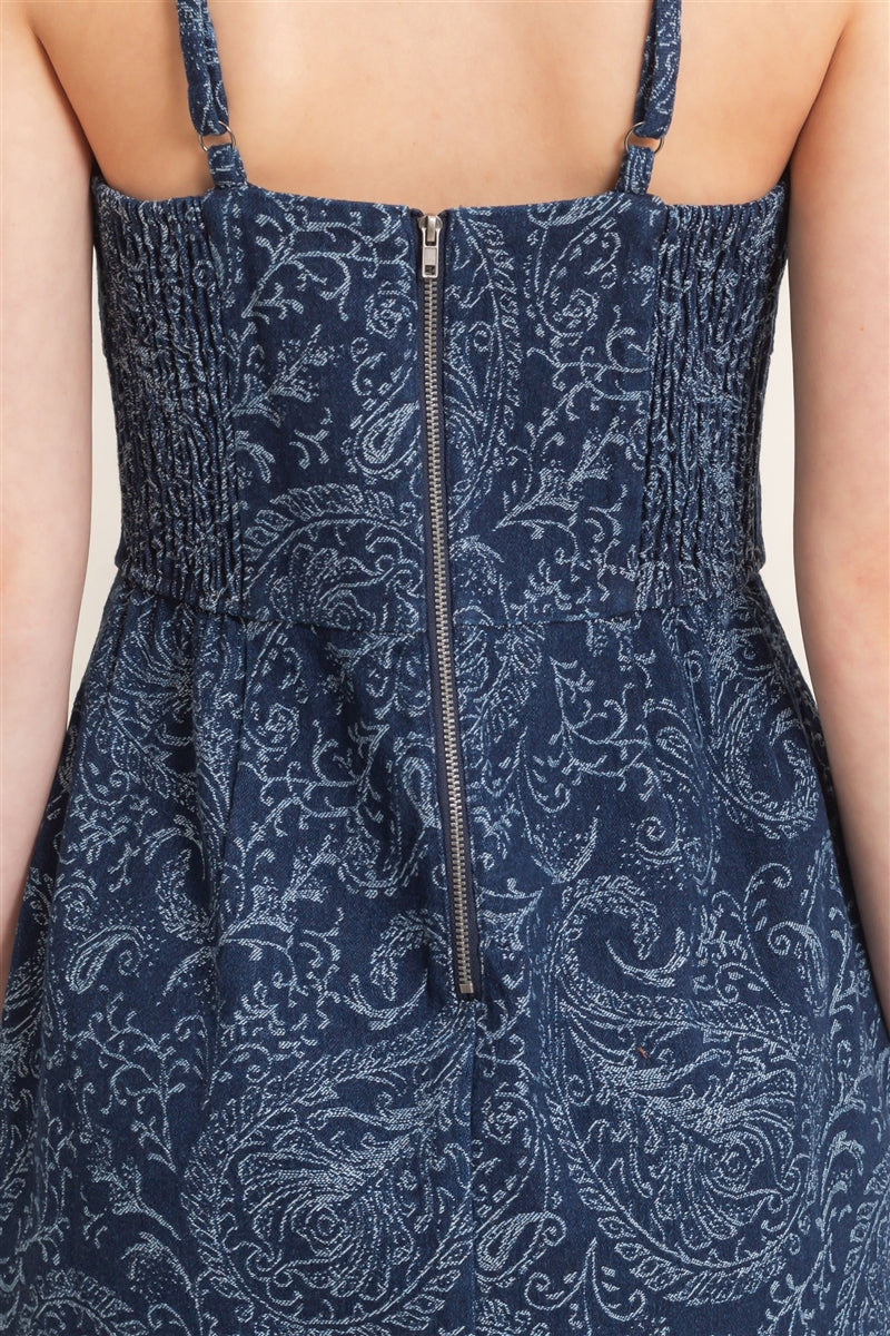 Wholesale Paisley Twill Spaghetti Strap Dress Dresses HF26E964 NAVY HYFVE