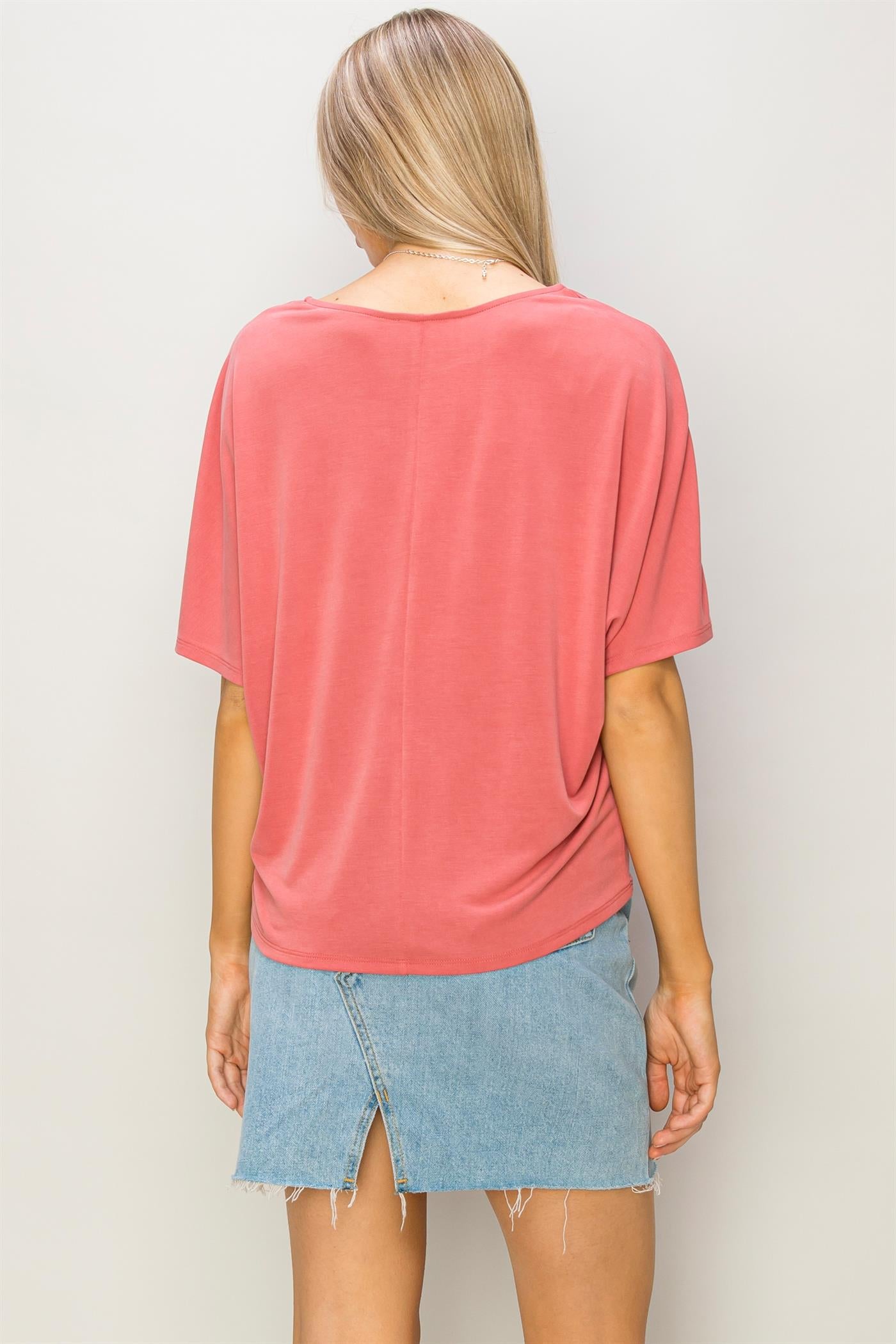 Wholesale D-Elbow Length Dolman Sleeve Top Clothing Tops DZ24C199-D BRICK DOUBLE ZERO