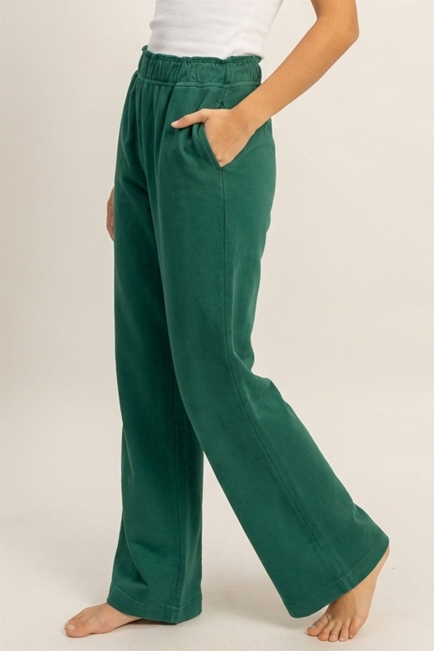 Wholesale High Waist Flare Pants Pants DZ24C346-D PINE GREEN DOUBLE ZERO