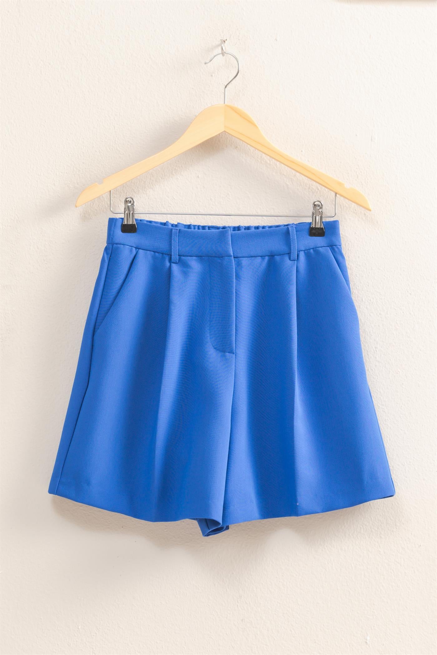 Wholesale High Waist Pleated Chic Shorts Shorts DZ25E127 COBALT DOUBLE ZERO