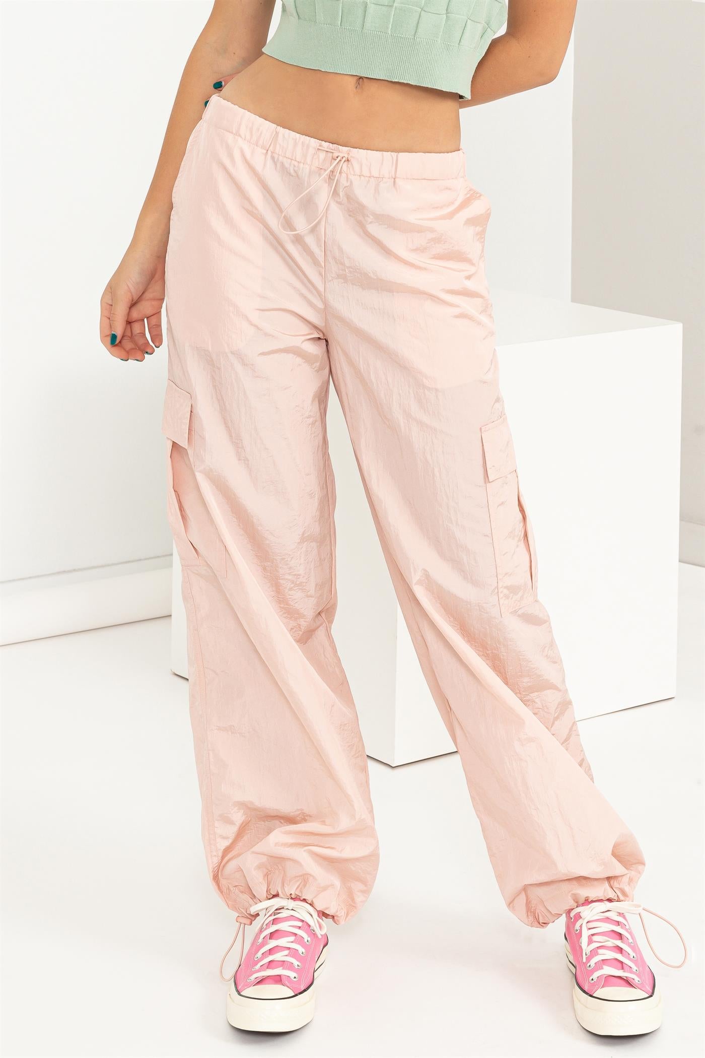 Wholesale Low Rise Parachute Cargo Pants Pants DZ24C809 BLUSH DOUBLE ZERO