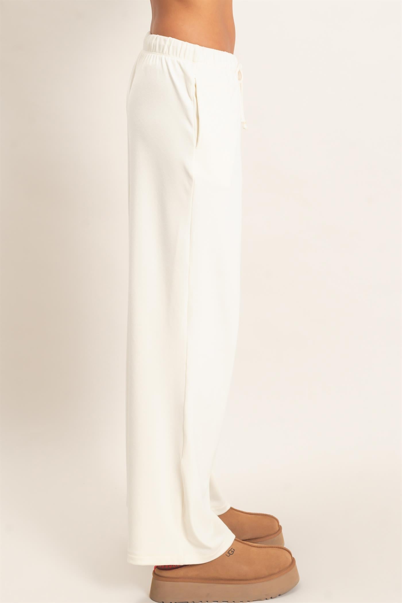 Wholesale Wide Leg Pants With Drawcord Pants DZ26E288 CREAM DOUBLE ZERO
