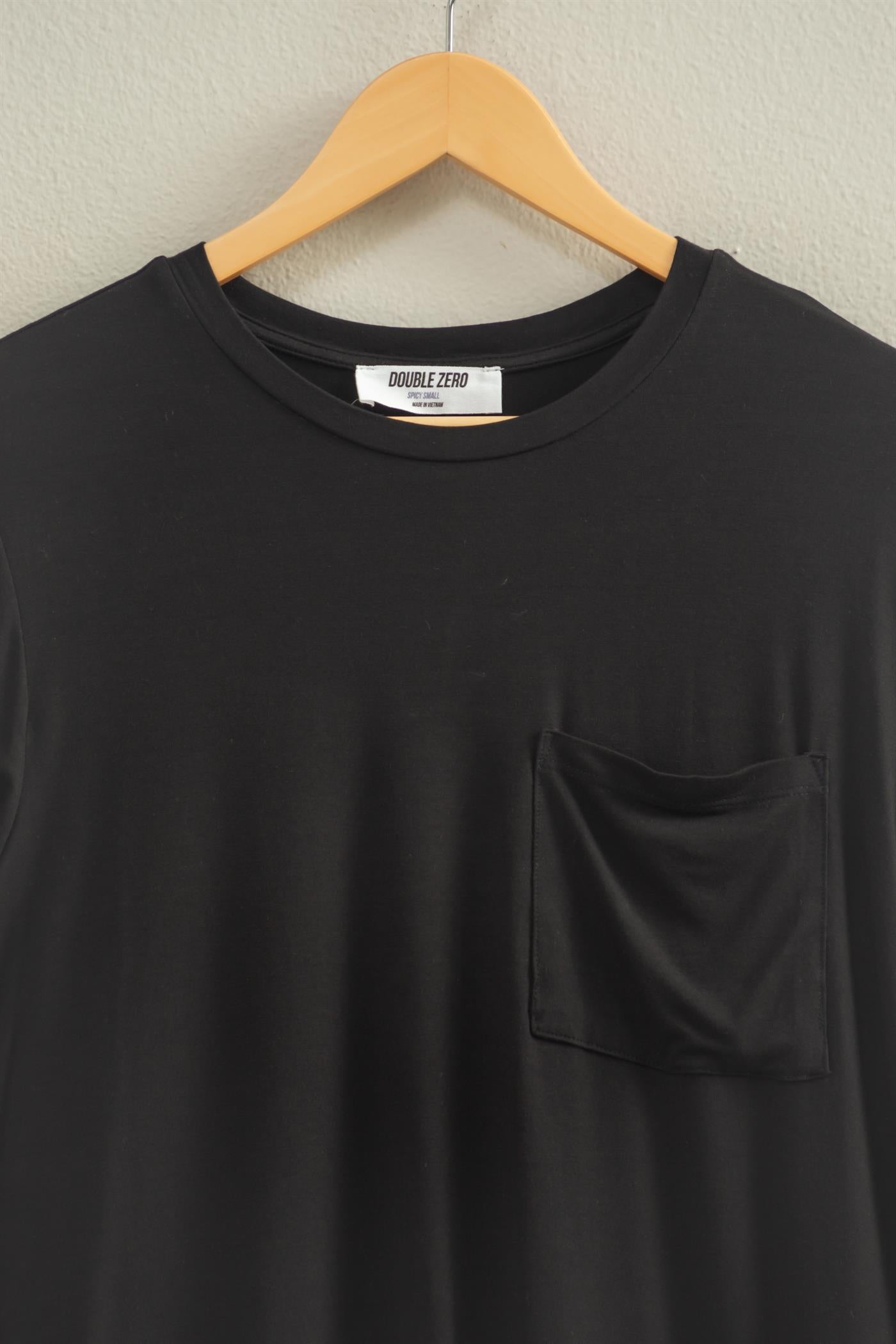 Wholesale Classic Crew Neck Short Sleeve Pocket Top T-Shirts DZ25C922 BLACK DOUBLE ZERO