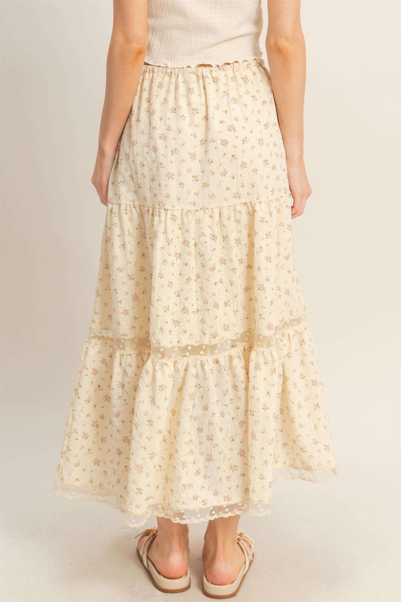 Wholesale Tiered Lace Trim Skirt Skirts HF26A697 PINK HYFVE