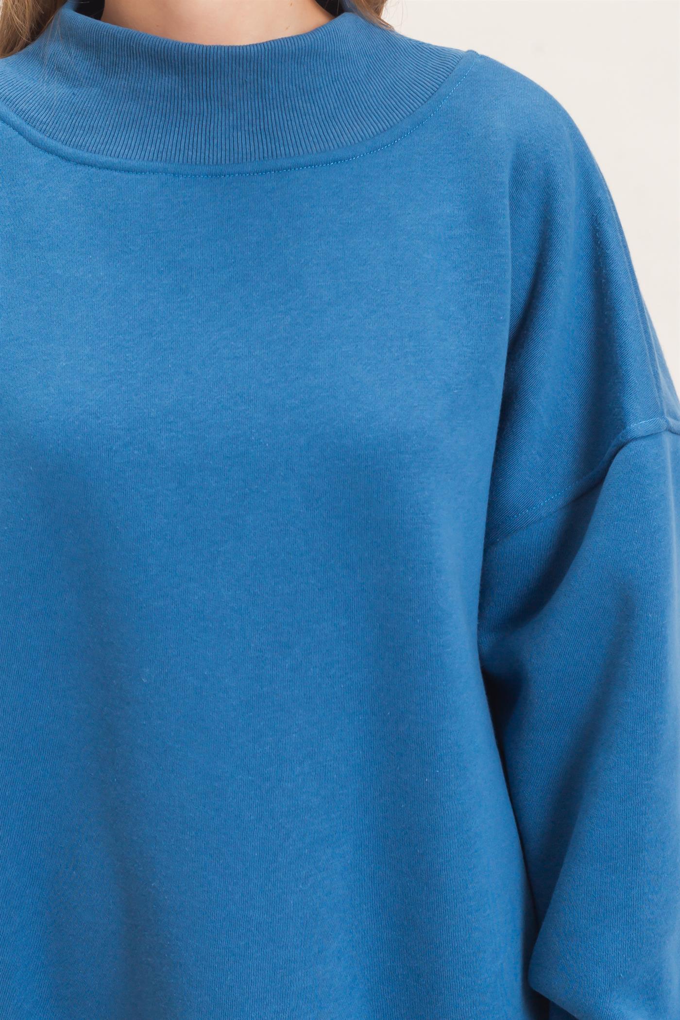 Wholesale Enzyme Washed Mock Neck Sweatshirt Sweatshirts HF26E222 COBALT BLUE HYFVE