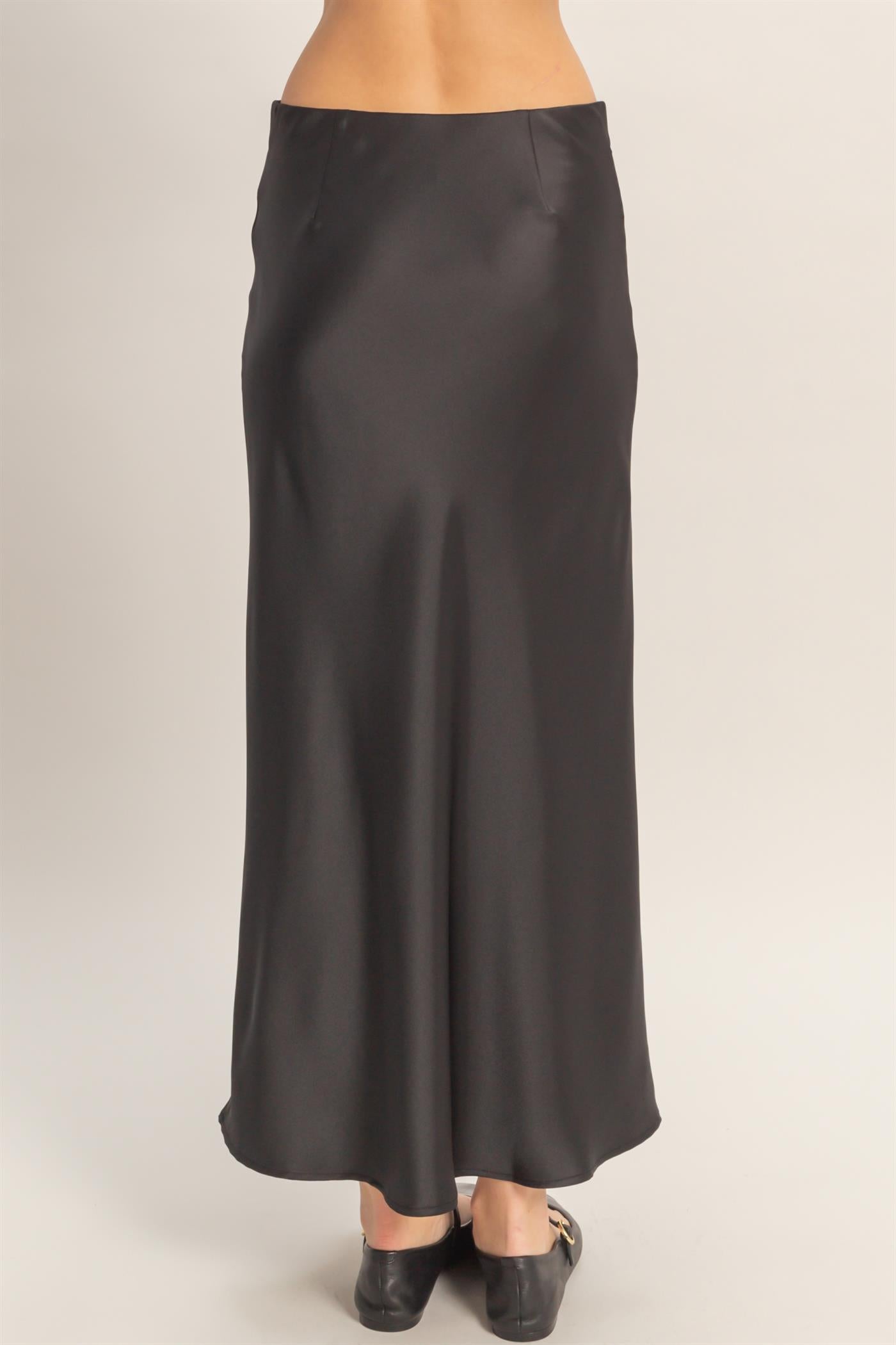 Wholesale Satin Midi Skirt Skirts DZ26A050 BLACK DOUBLE ZERO