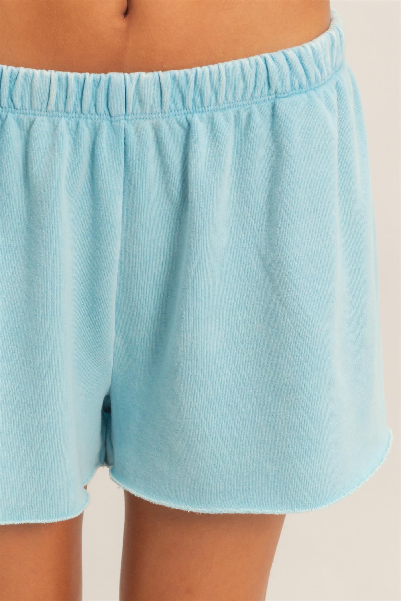 Wholesale Mineral Wash French Terry Shorts Shorts DZ26C040 BLUE DOUBLE ZERO