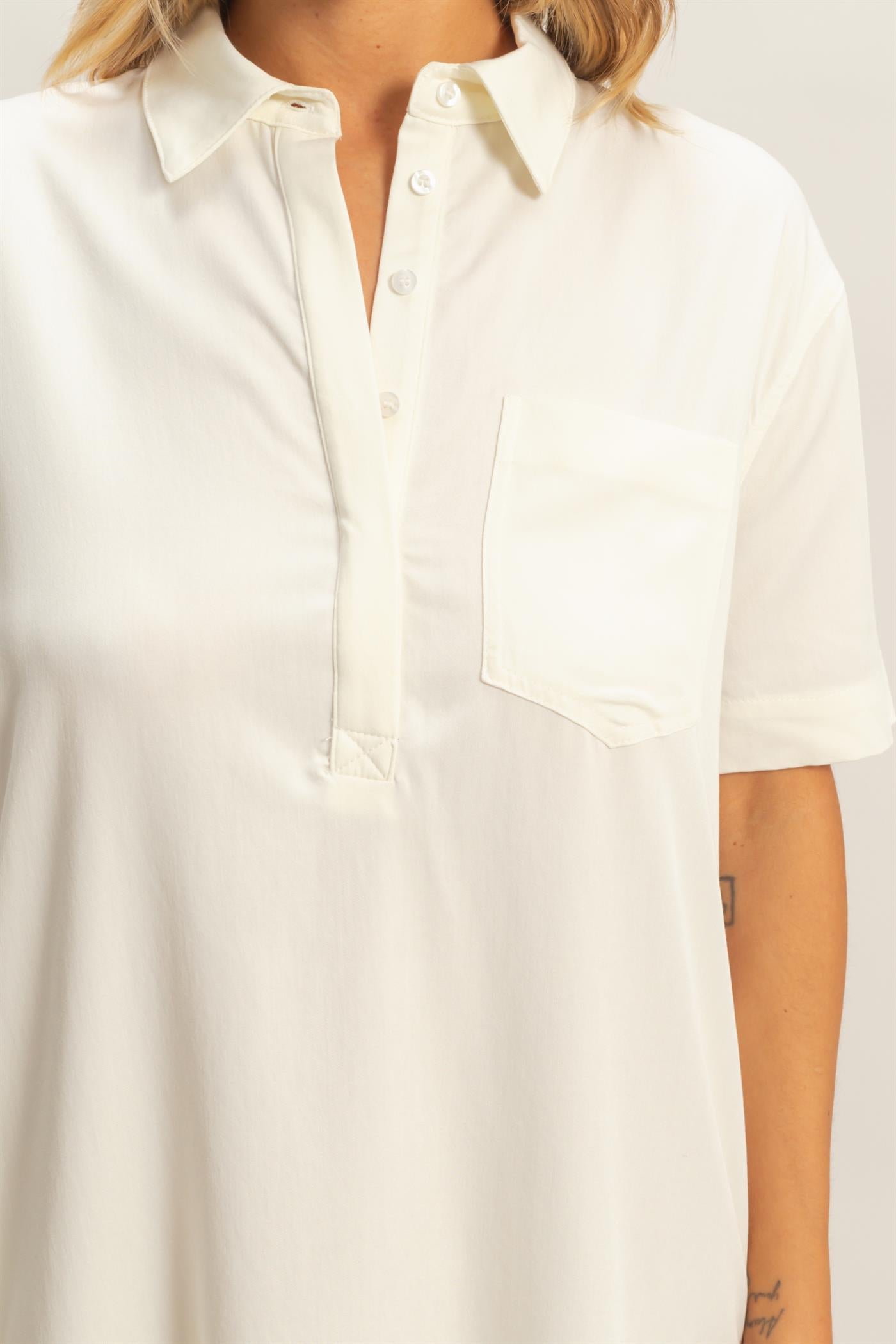 Wholesale Collared Shirt Dress Dresses HF26E427-D OFF WHIHTE HYFVE