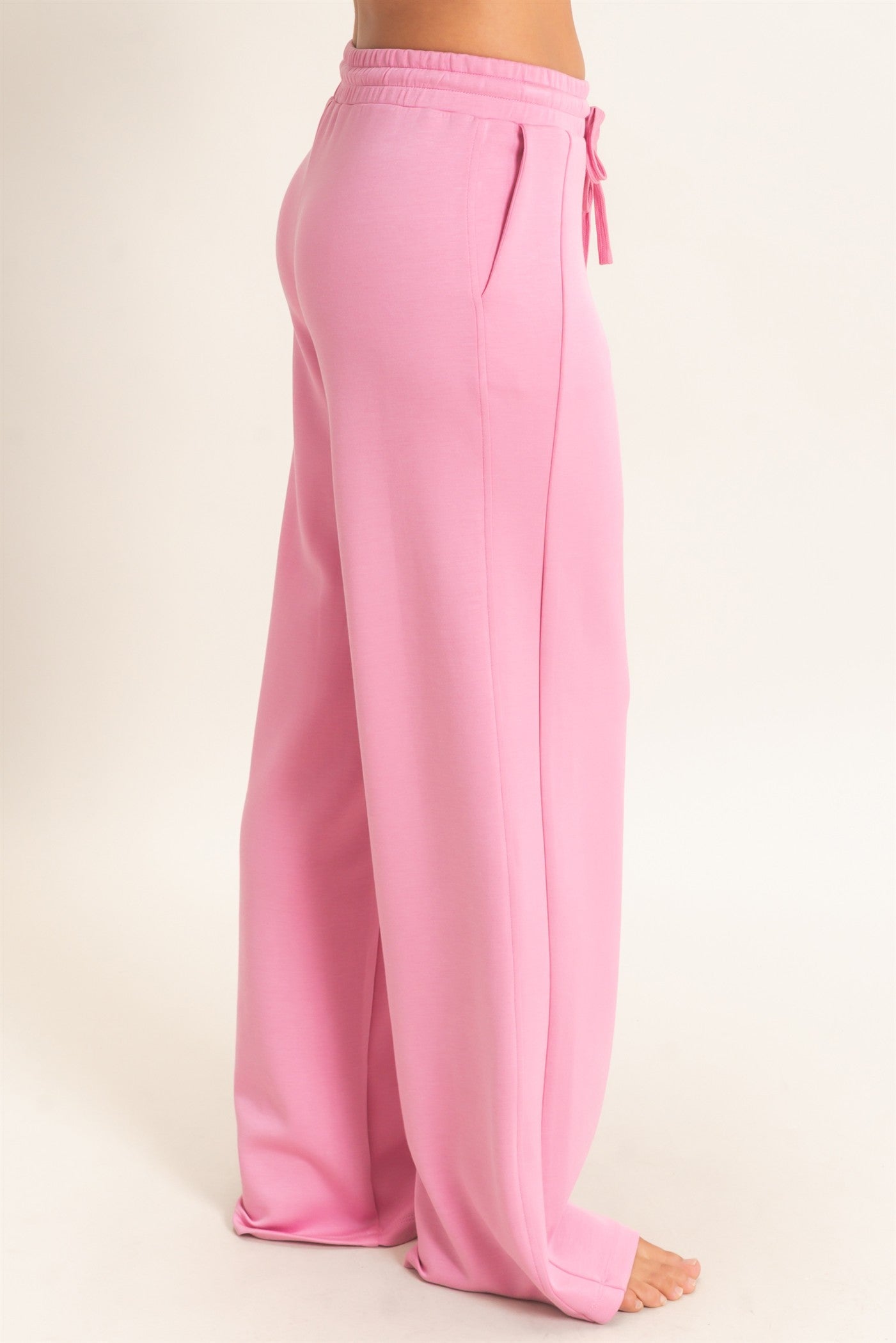 Wholesale Elastic Waist Straight Leg Pants Pants DZ26C969 PINK DOUBLE ZERO