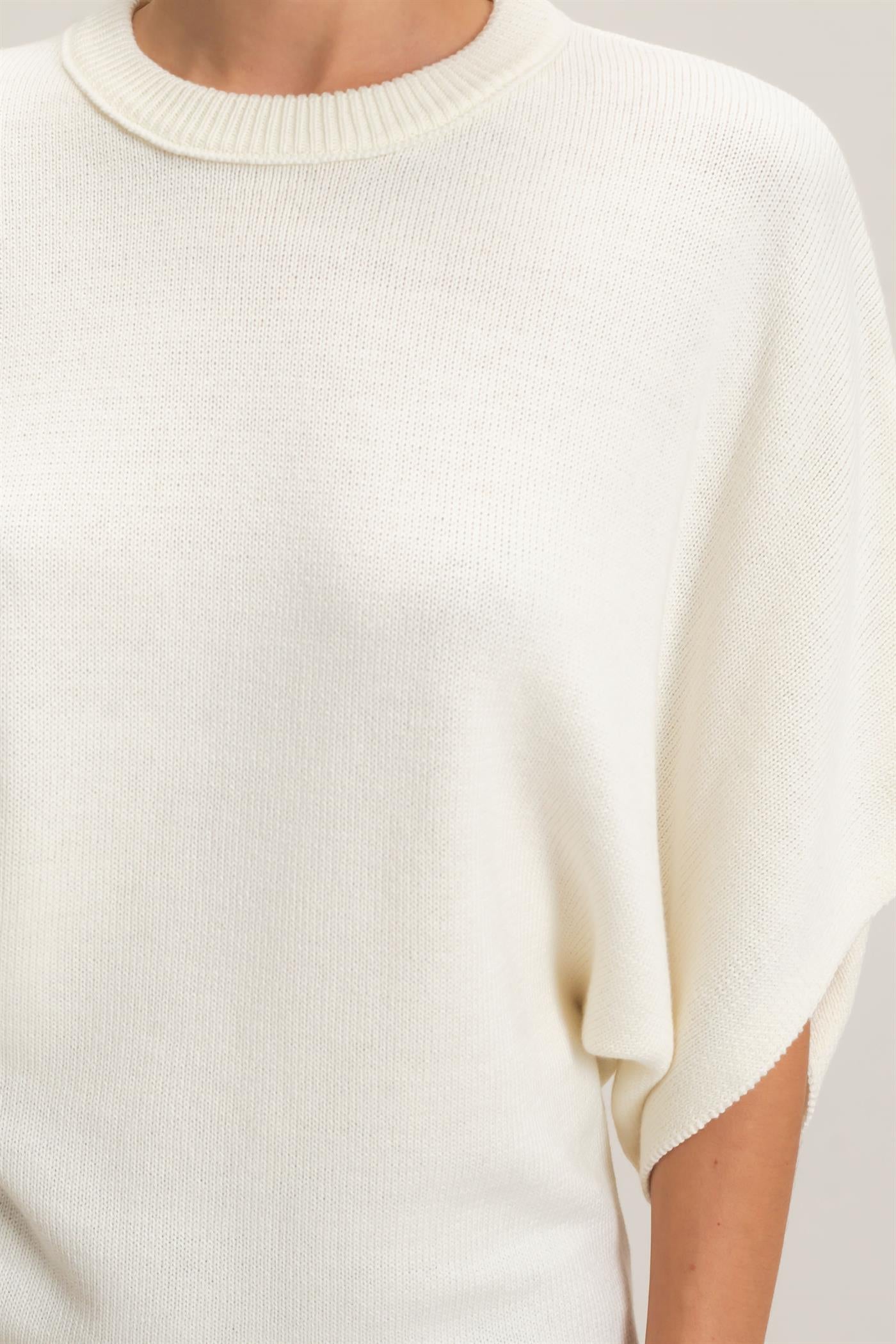 Wholesale Crew Neck Short Sleeve Sweater Sweaters HF26E378 IVORY HYFVE