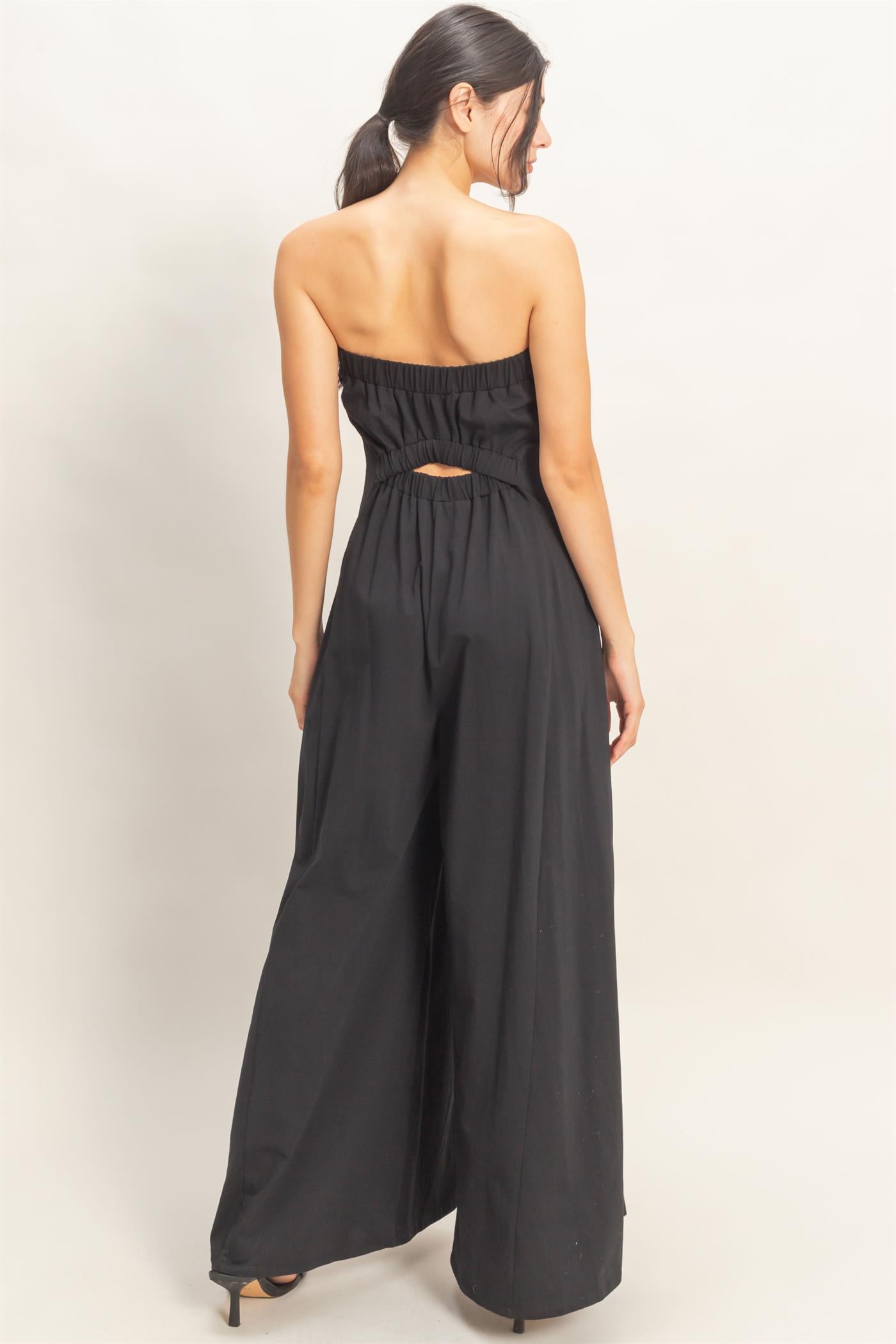 Wholesale Strapless Wide-Leg Jumpsuit Clothing HF26C314 BLACK HYFVE