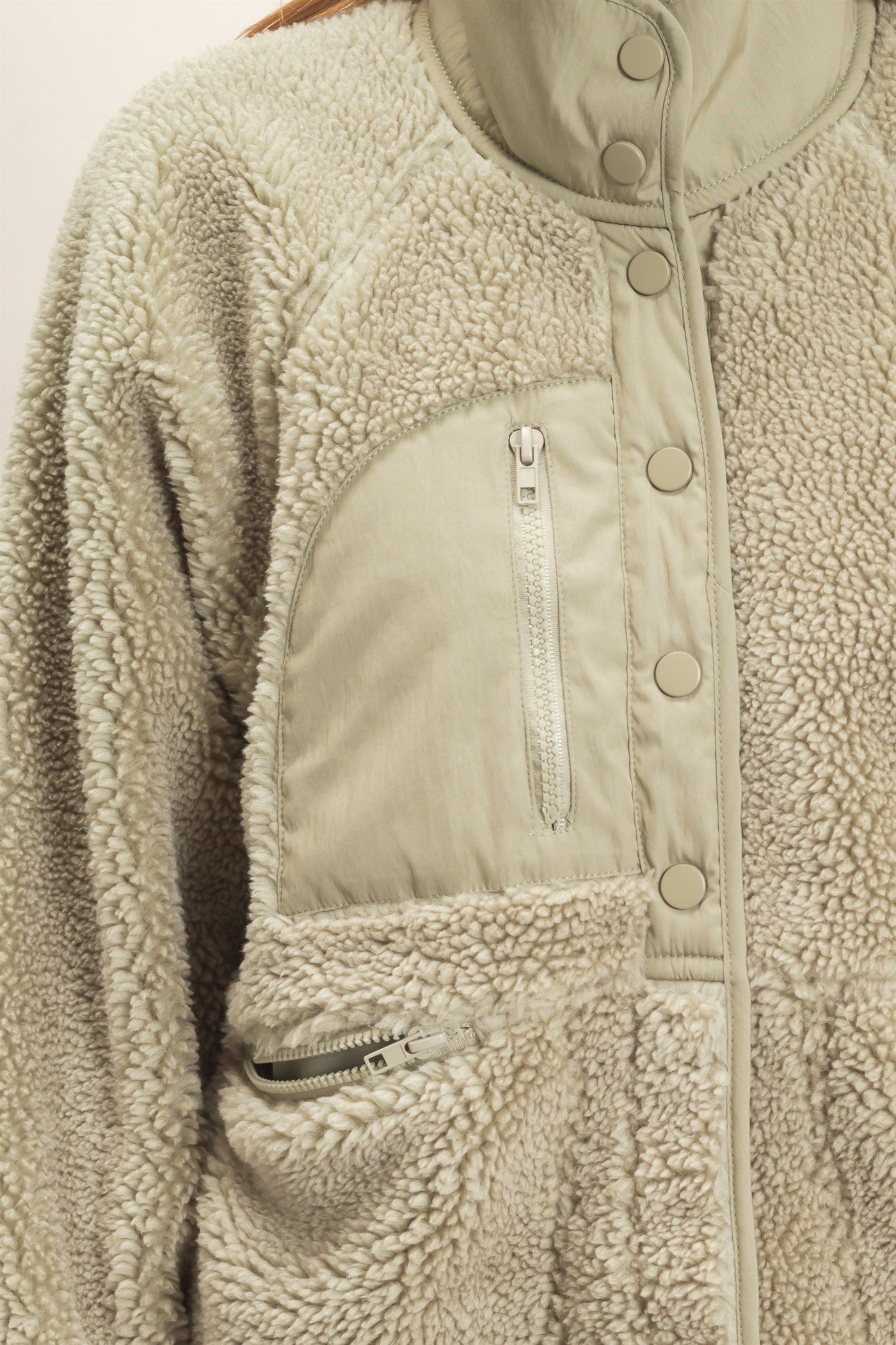 Wholesale Sherpa Fleece Jacket Coats & Jackets HF26E077 SAGE GREEN HYFVE