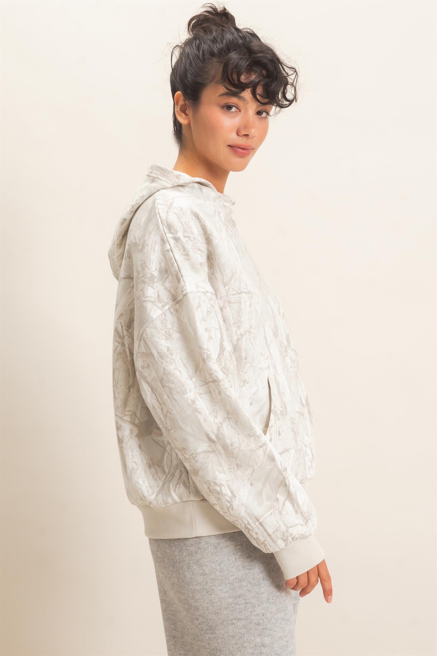 Wholesale Tree Camouflage Hoodie With Kangaroo Pocket Hoodies DZ26F011 GRAY DOUBLE ZERO