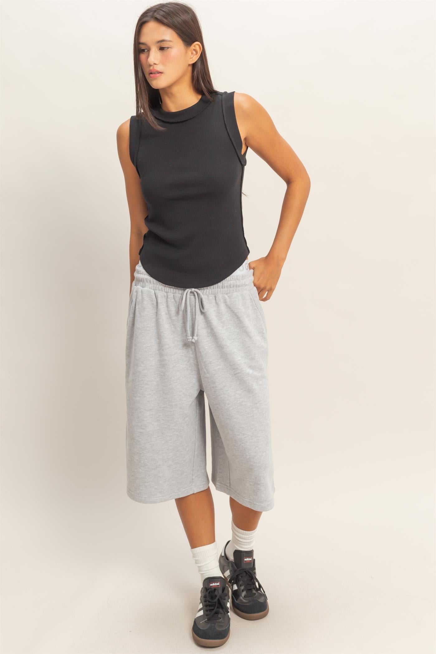 Wholesale Seam Detail Tank Top Tank Tops DZ26A369 BLACK DOUBLE ZERO