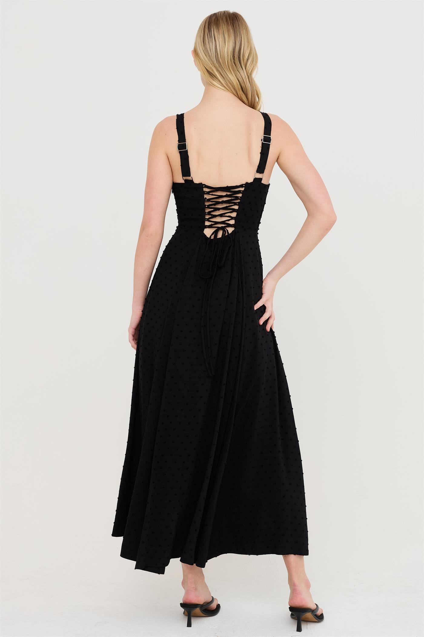 Wholesale Boned Tie-Back Dress Dresses HF25E875 BLACK HYFVE