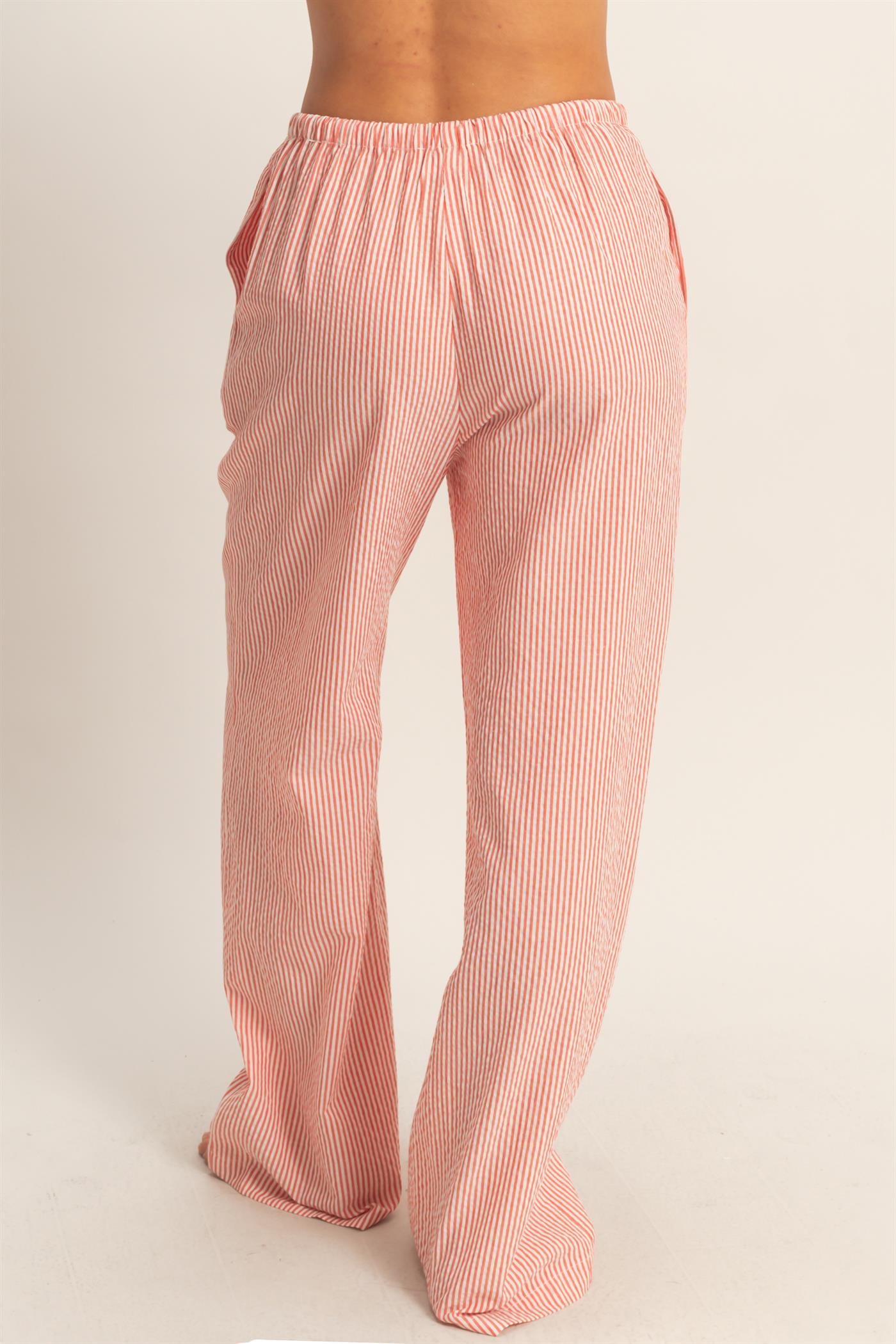 Wholesale Striped Wide Leg Pants Pants DZ26A752 RED DOUBLE ZERO