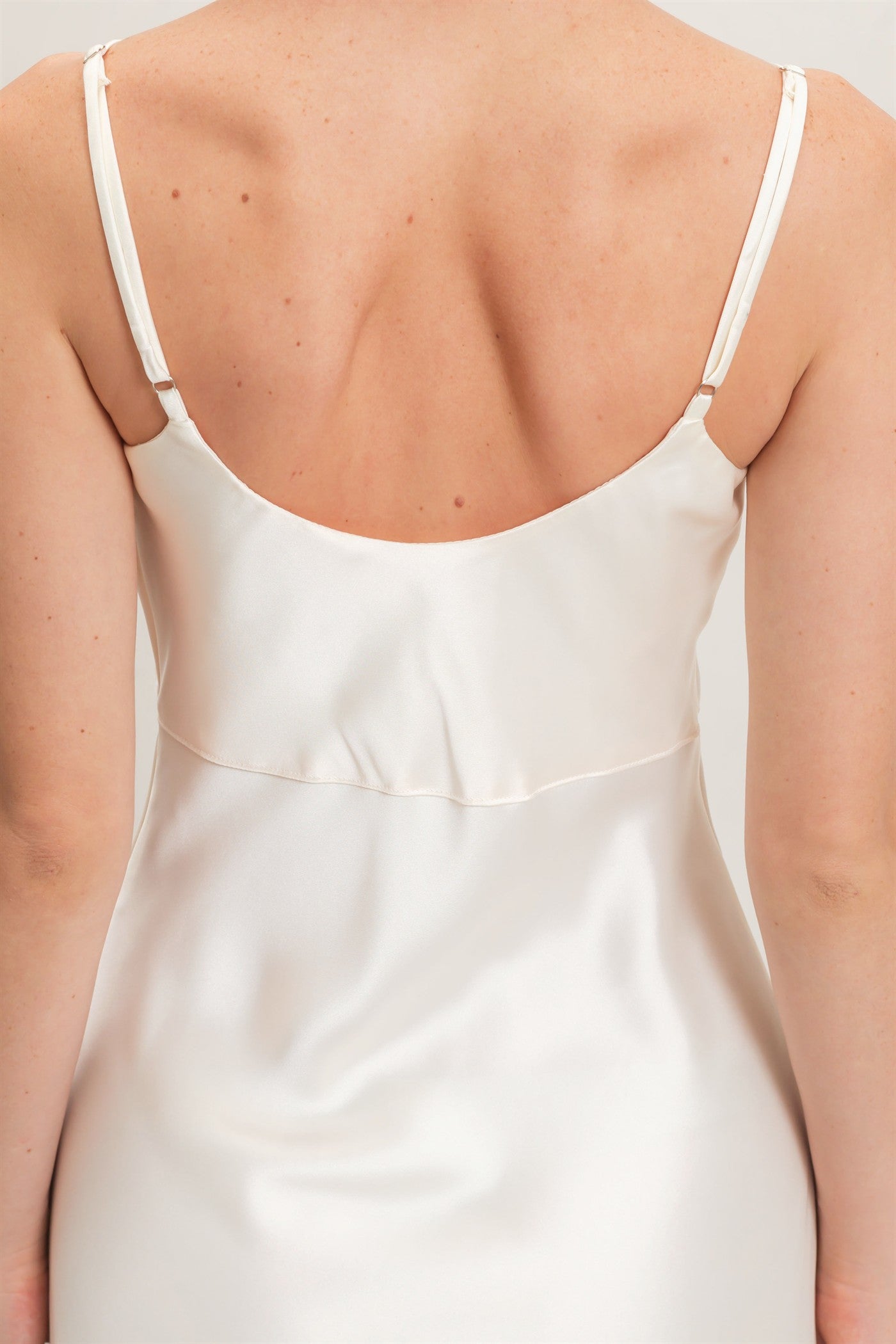Wholesale Satin Slip Dress With Spaghetti Straps Dresses DZ26E380 CREAM DOUBLE ZERO